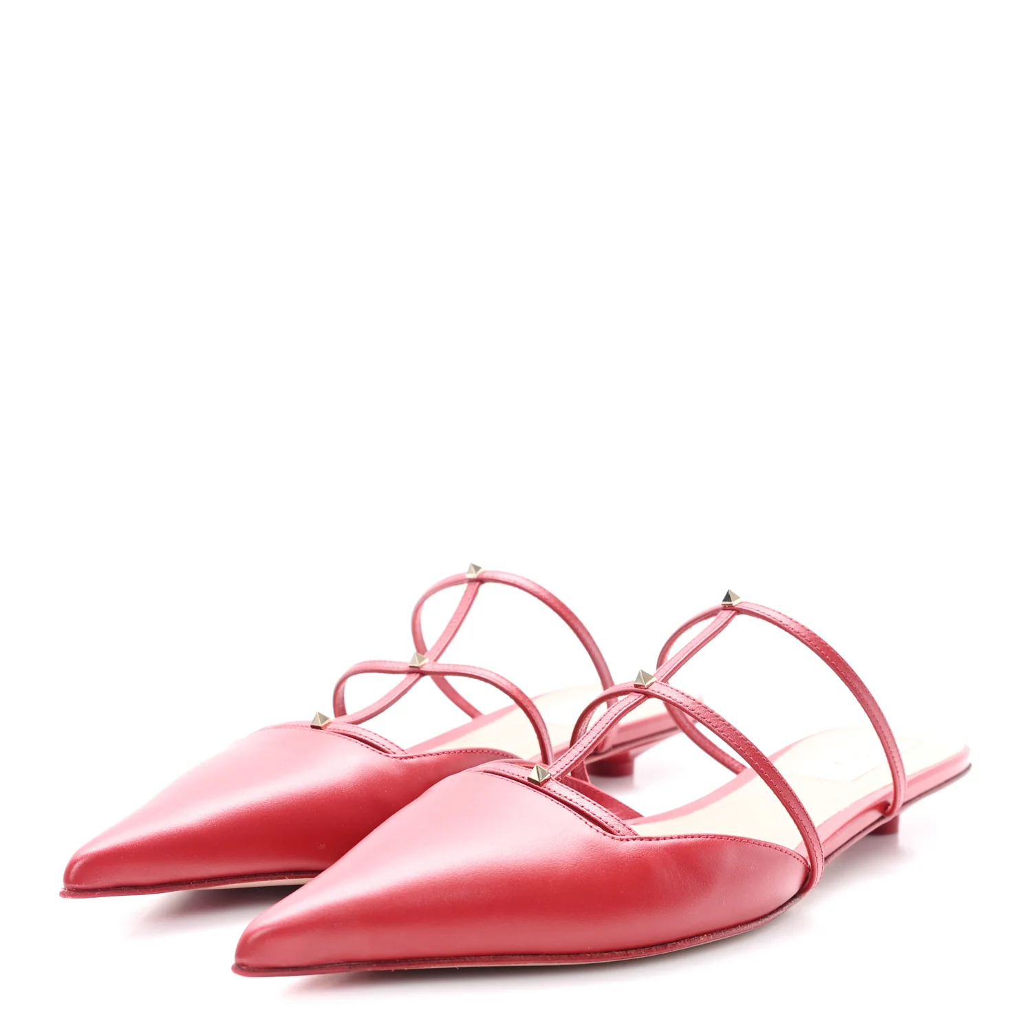 Calfskin Rockstud Wispy Mules 36.5 Red - Image 4