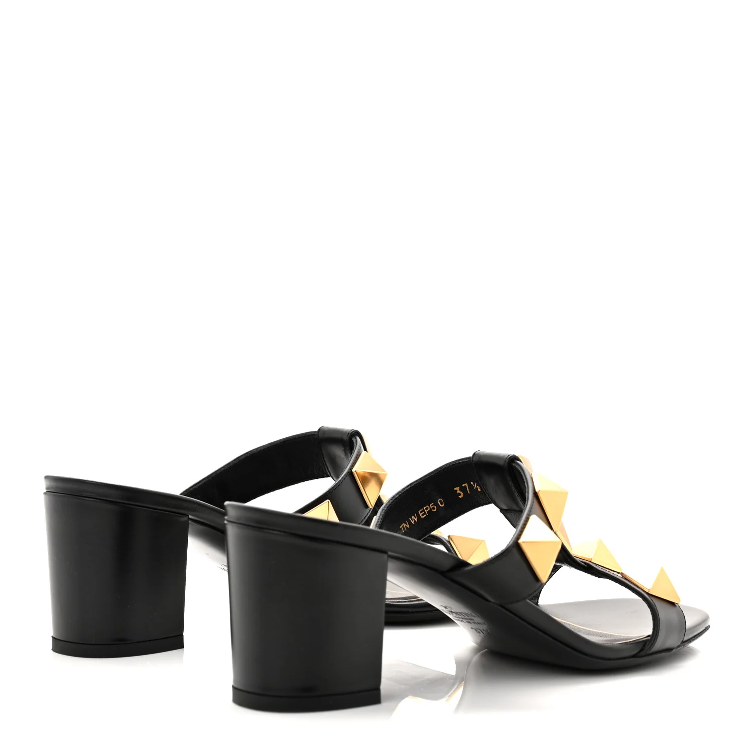Calfskin Roman Stud 60mm Slide Sandals 37.5 Black - Image 5