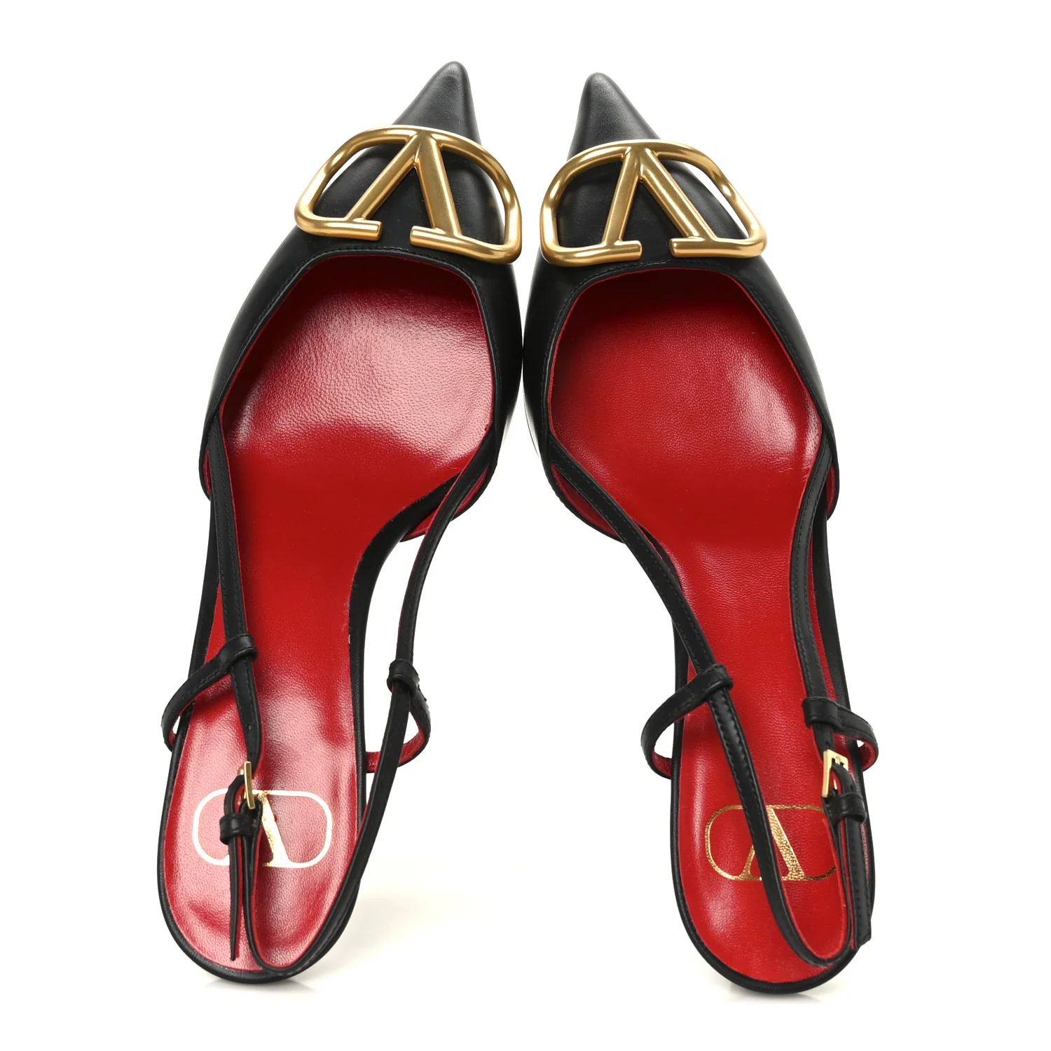 Calfskin Tonal Vlogo Slingback Pumps 37.5 Black - Image 2