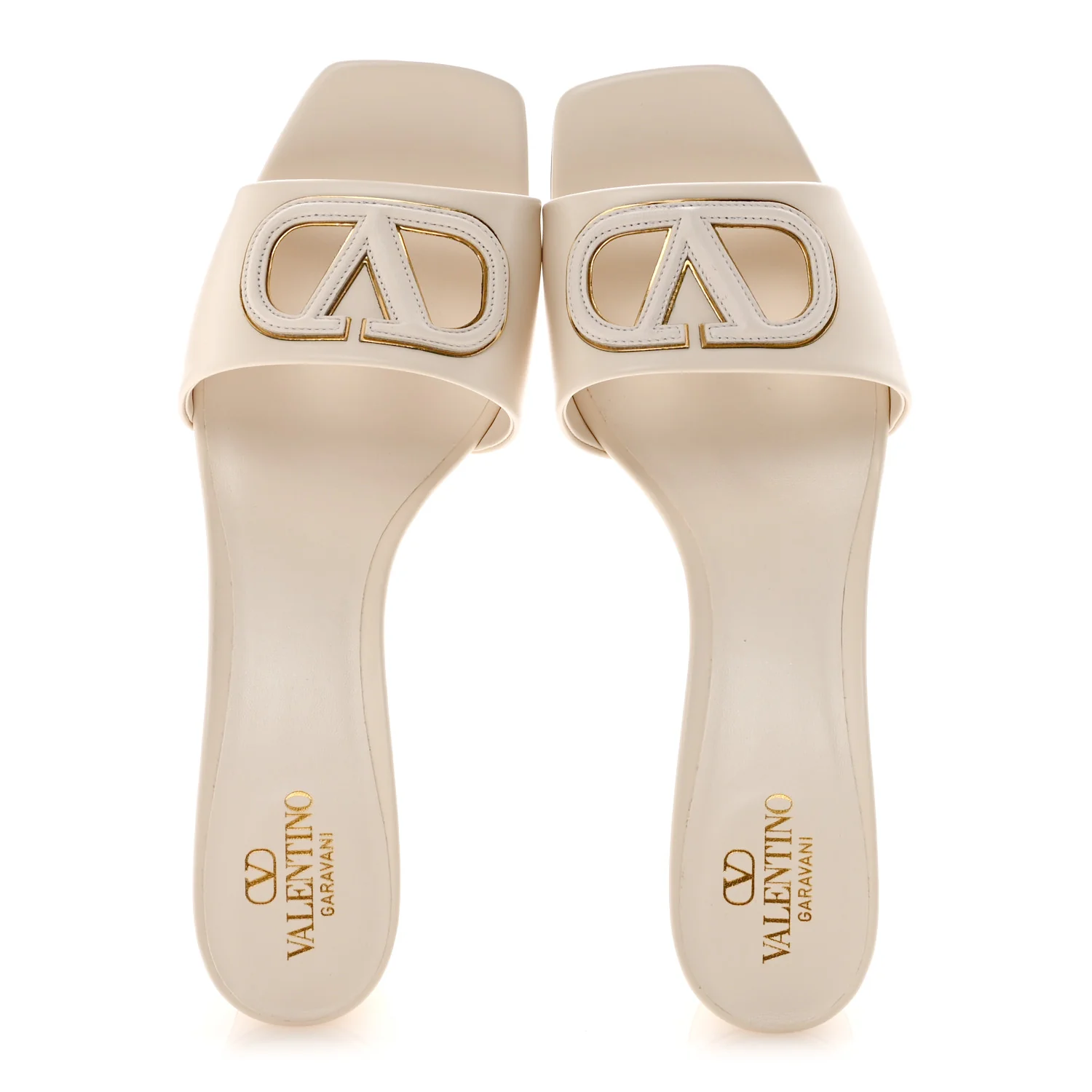 Calfskin Vlogo Cut Out 60mm Slide Sandals 41 Light Ivory - Image 2