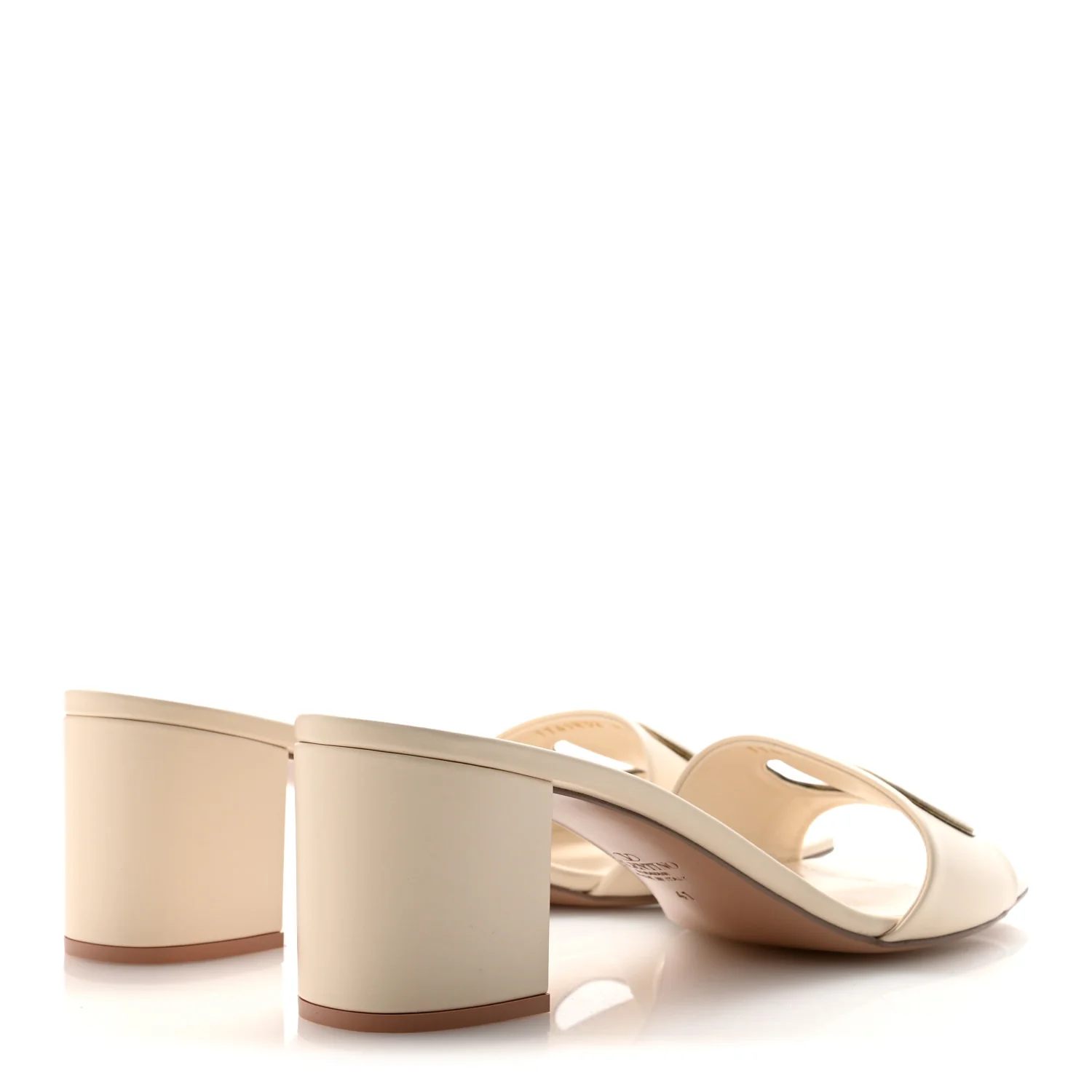 Calfskin Vlogo Cut Out 60mm Slide Sandals 41 Light Ivory - Image 5