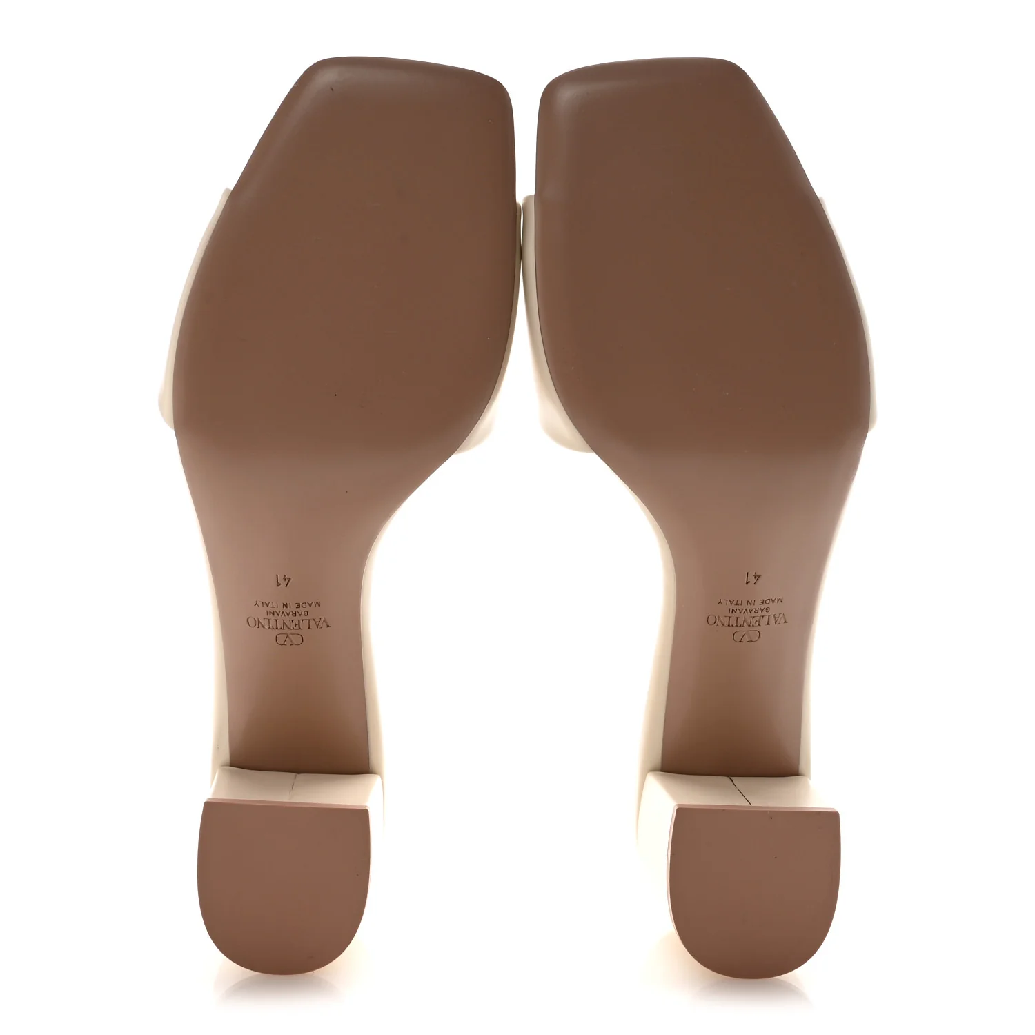 Calfskin Vlogo Cut Out 60mm Slide Sandals 41 Light Ivory - Image 6