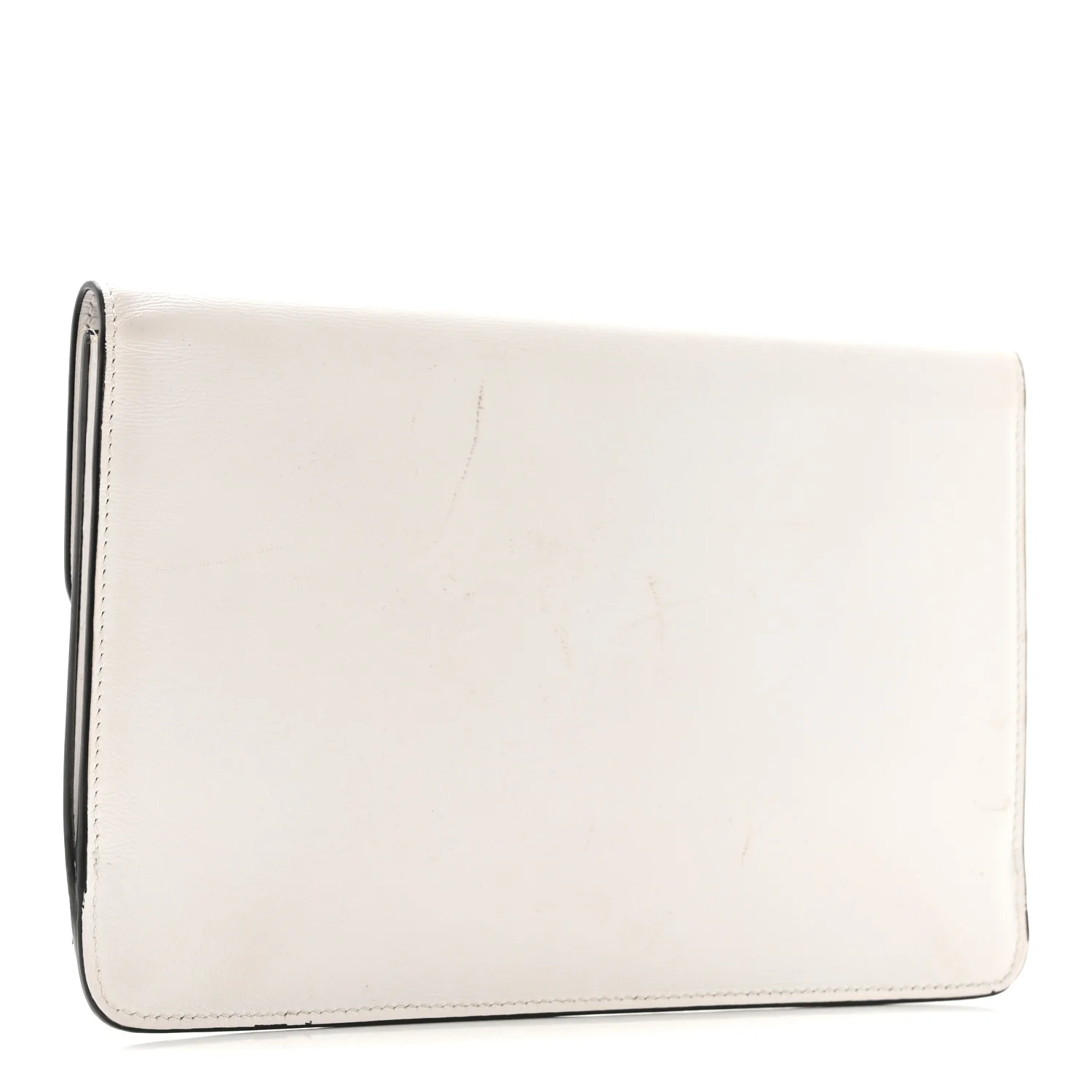 Calfskin Vlogo Envelope Clutch White - Image 3