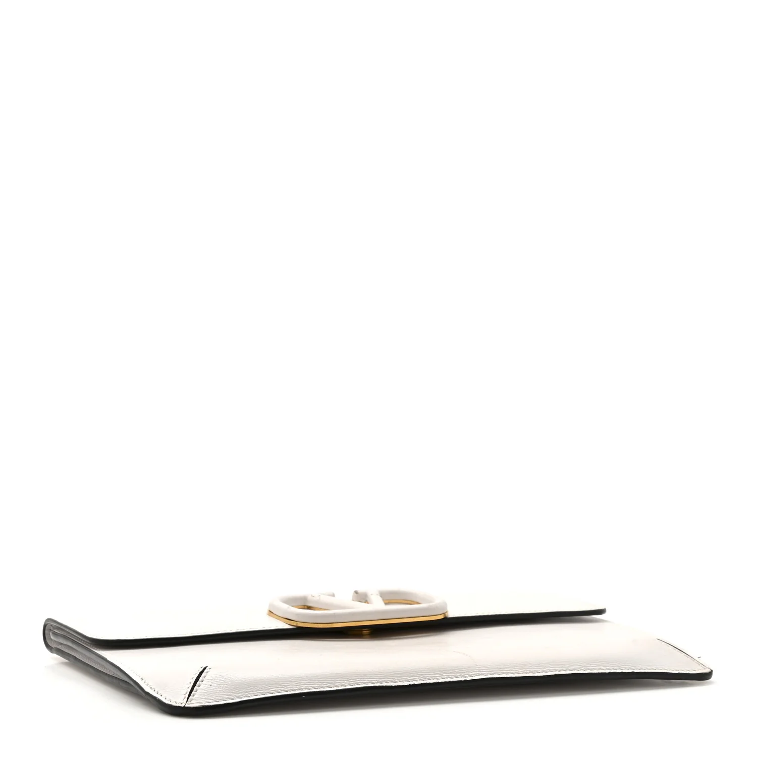 Calfskin Vlogo Envelope Clutch White - Image 4