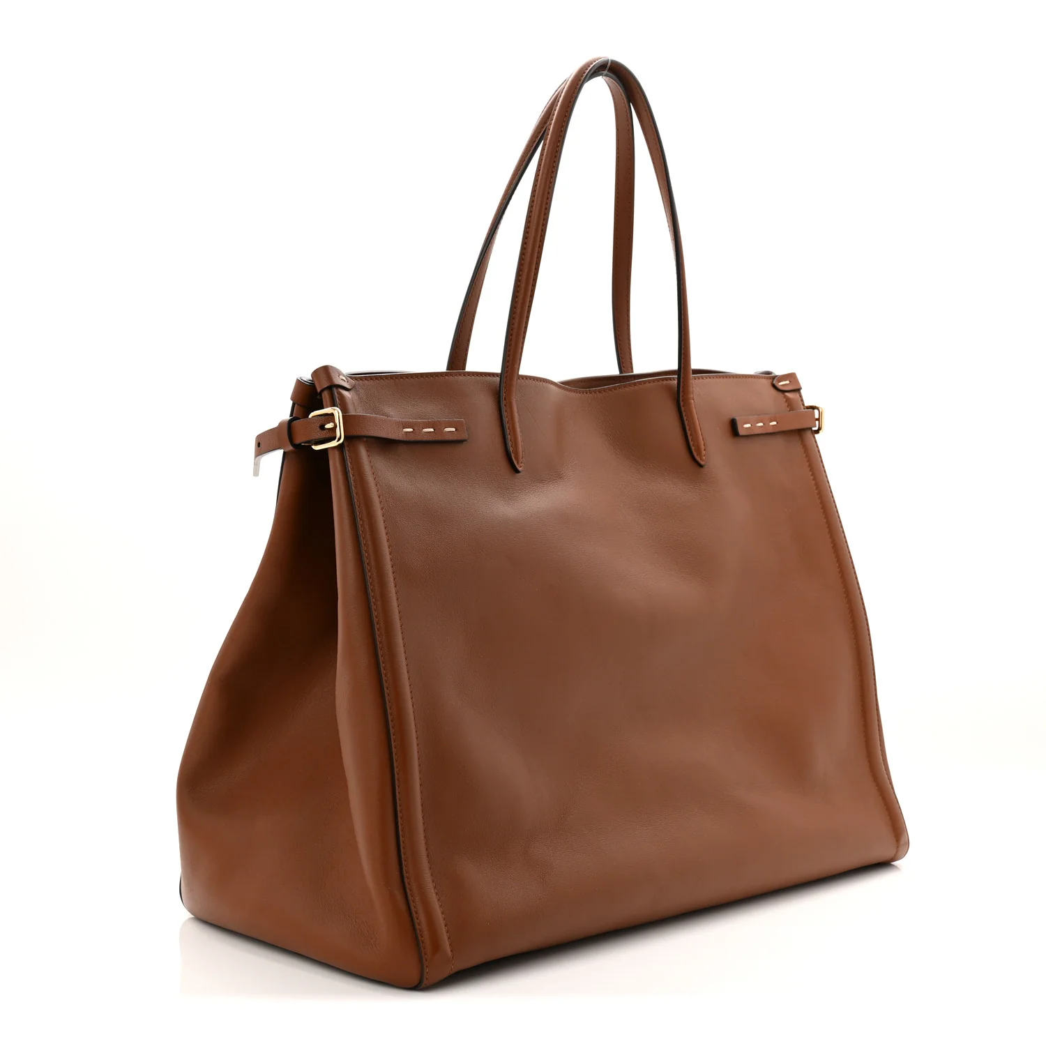 Calfskin Vlogo Large Antibes Tote  Saddle Brown - Image 3