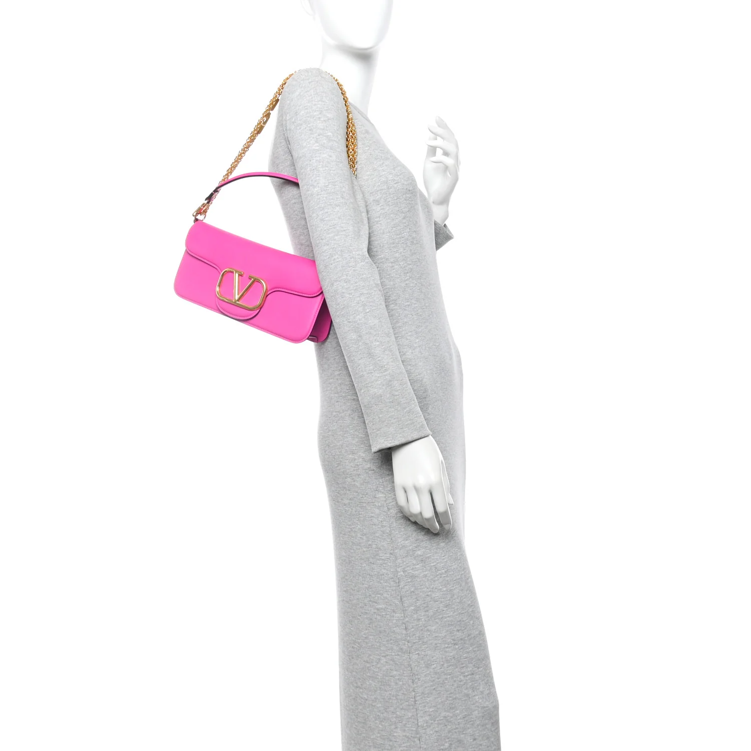 Calfskin Vlogo Loco Shoulder Bag Pink PP - Image 2