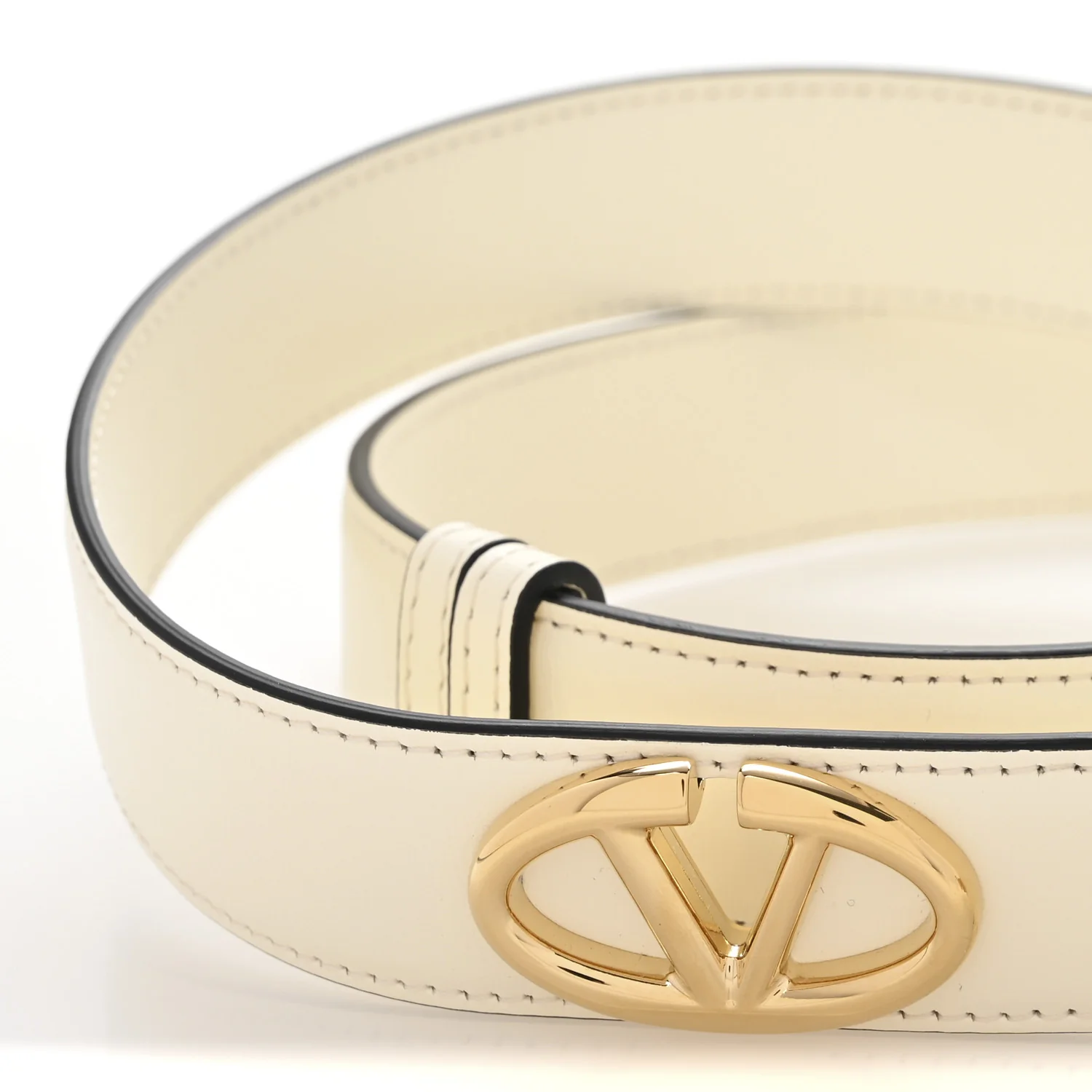 Calfskin VLogo The Bold Edition Belt 85 34 Light Ivory - Image 3