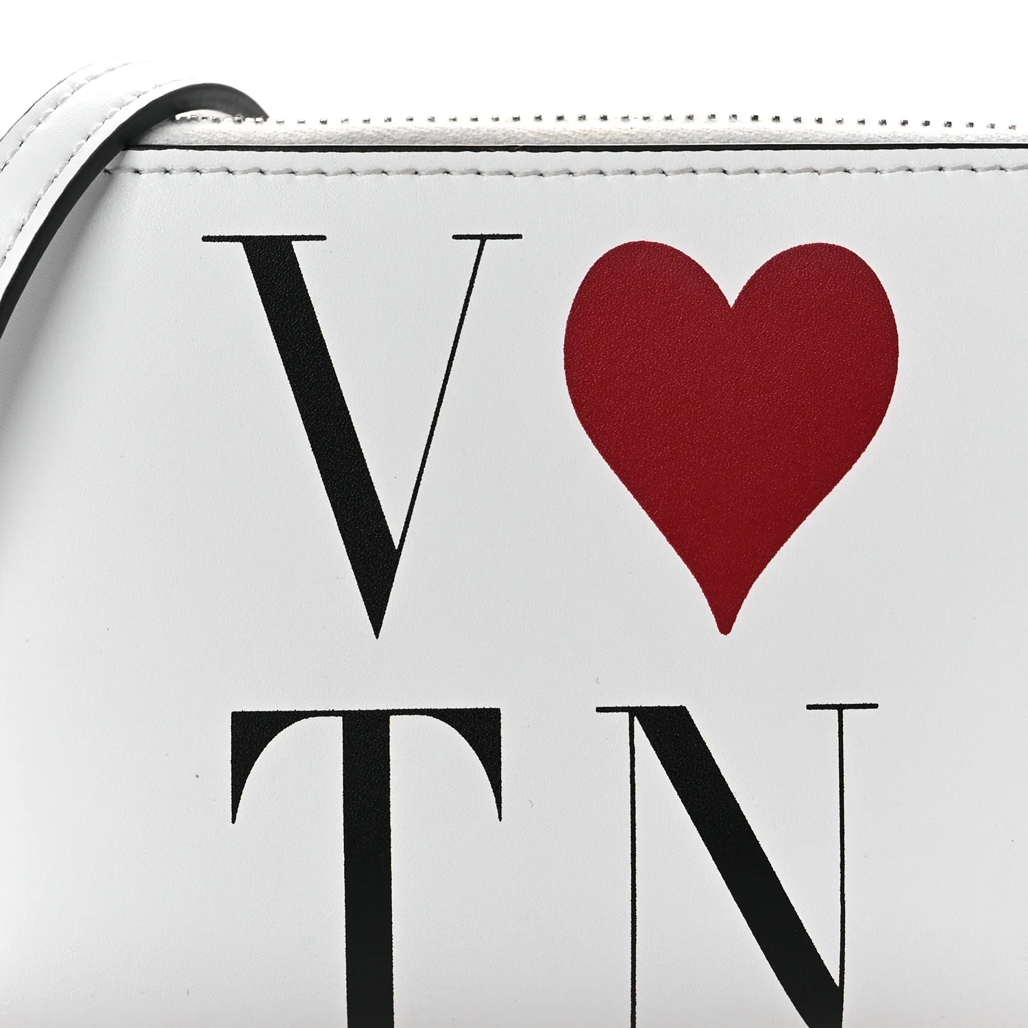 Calfskin VLTN Print Wallet Crossbody Bag White - Image 7