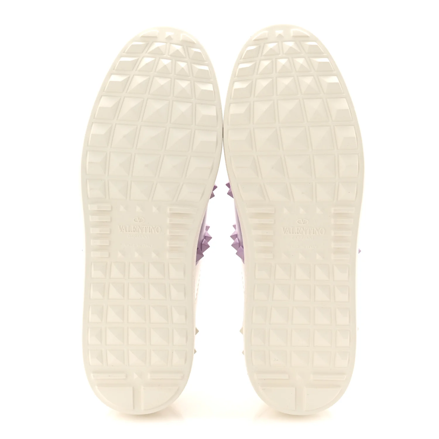 Calfskin Womens Rockstud Open Sneakers 37 White Purple - Image 6