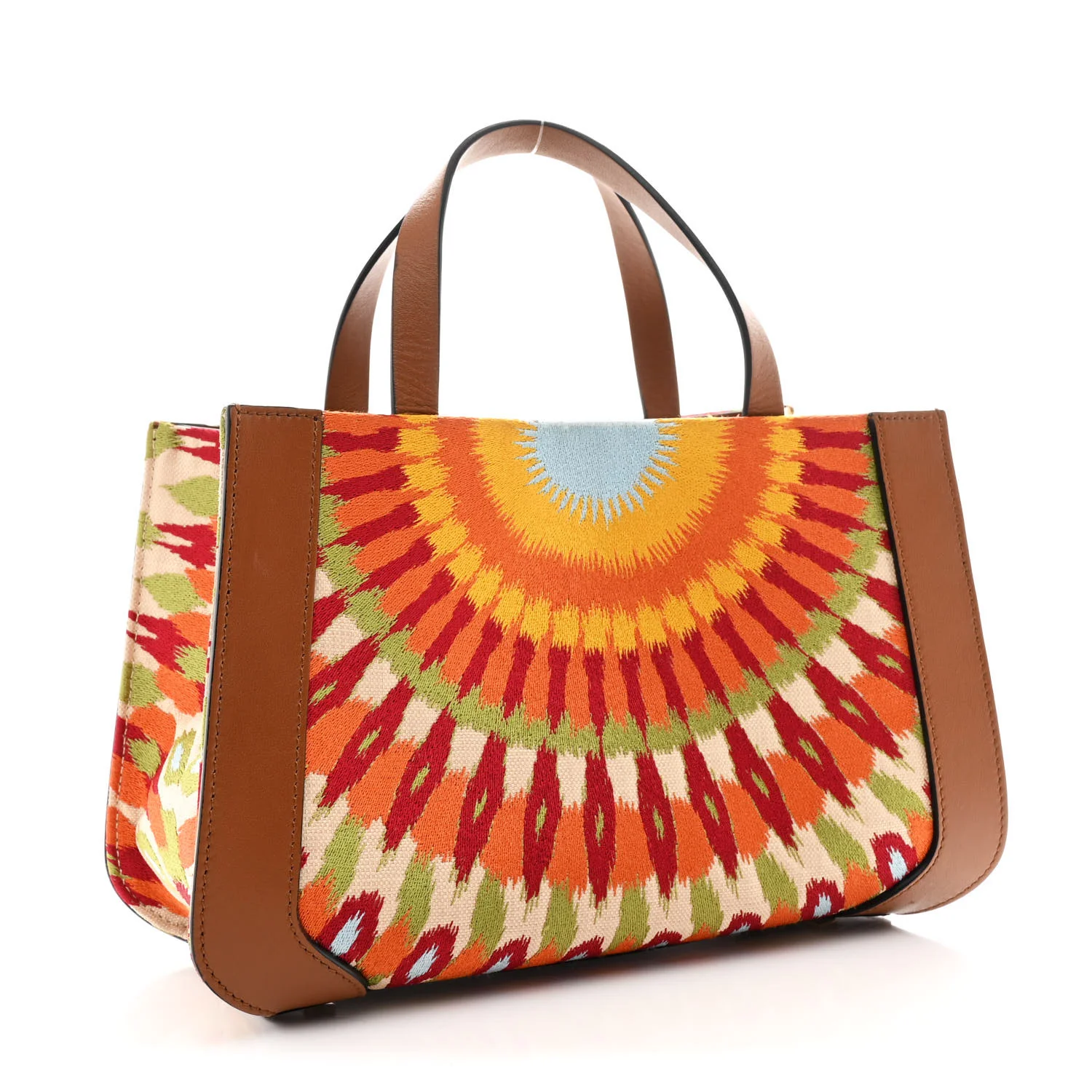 Canvas Calfskin Embroidered Small Vlogo Signature Bag Multicolor Saddle Brown - Image 3