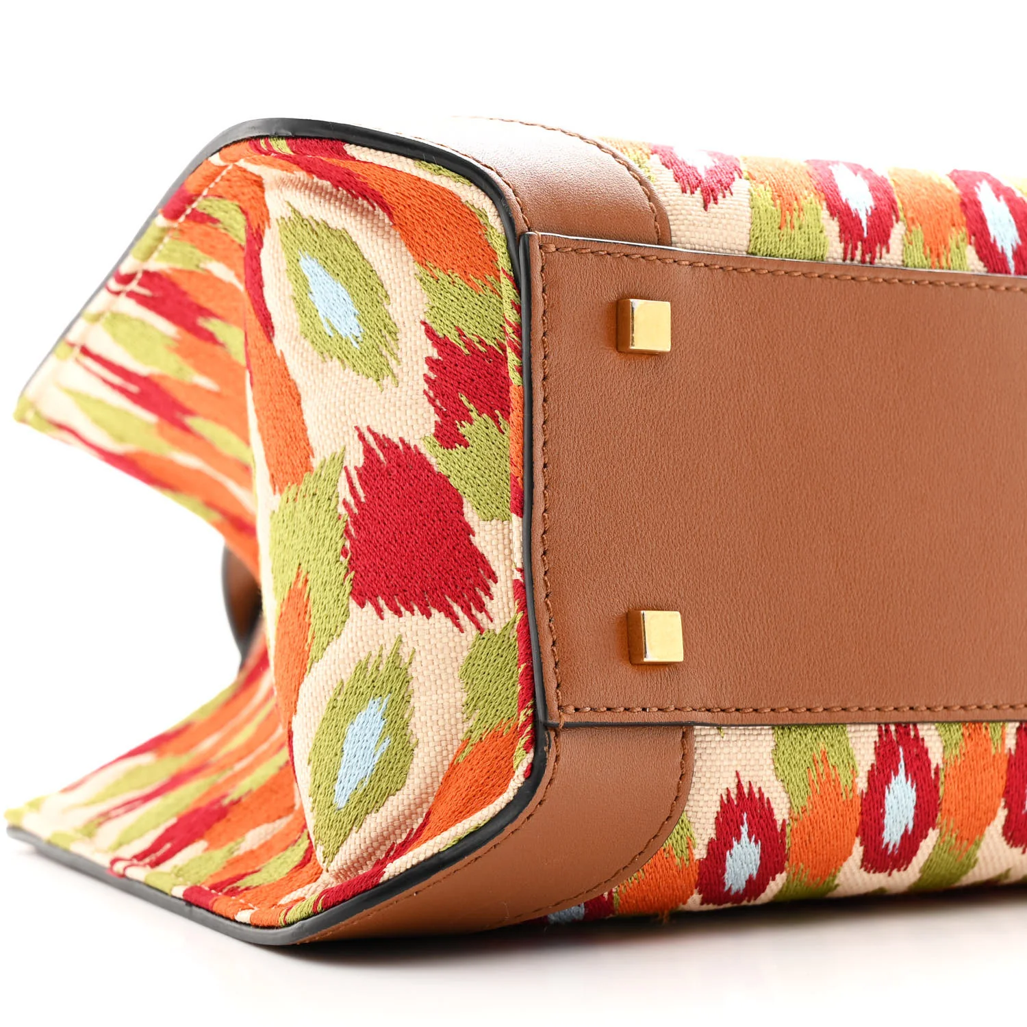 Canvas Calfskin Embroidered Small Vlogo Signature Bag Multicolor Saddle Brown - Image 8