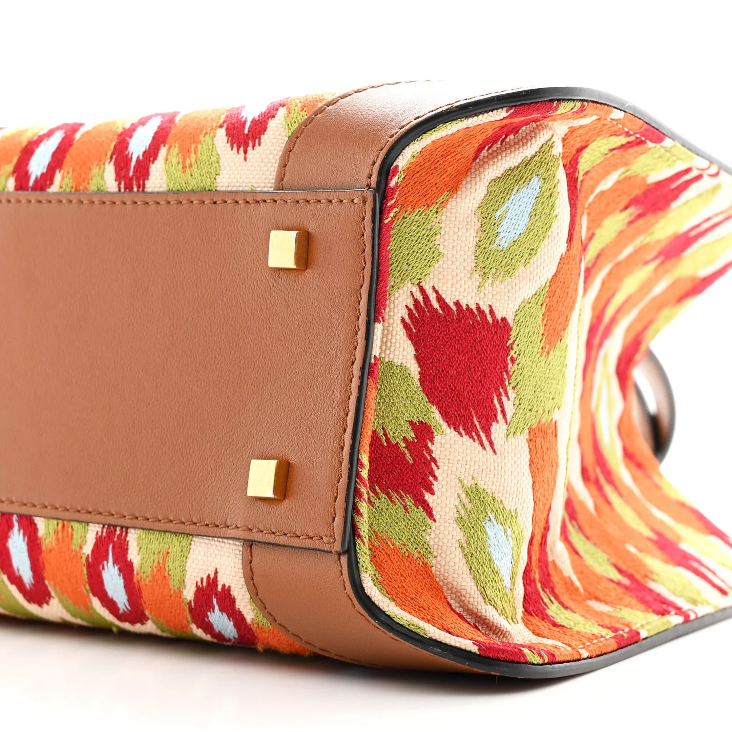 Canvas Calfskin Embroidered Small Vlogo Signature Bag Multicolor Saddle Brown - Image 9