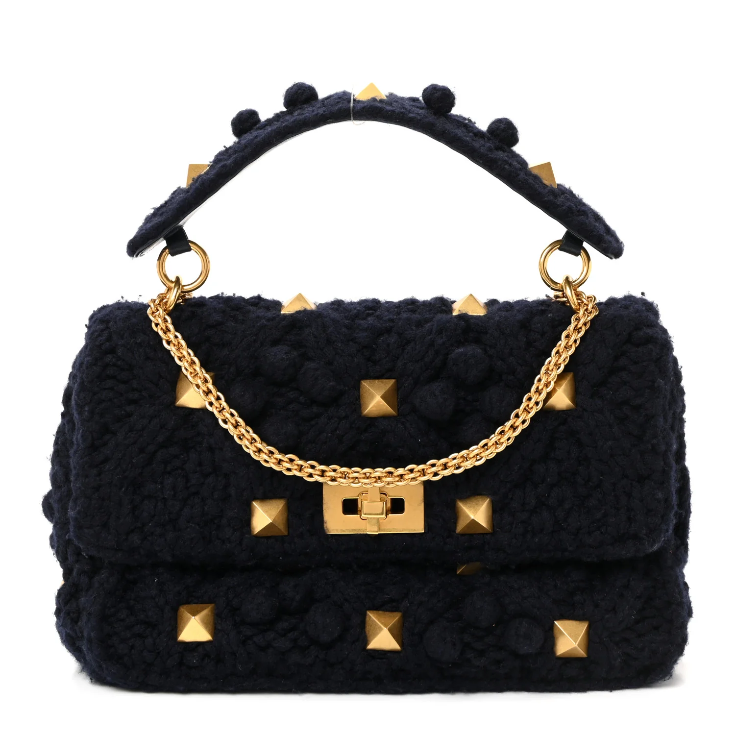 Cashmere Large Roman Stud Shoulder Bag Marine - Image 2