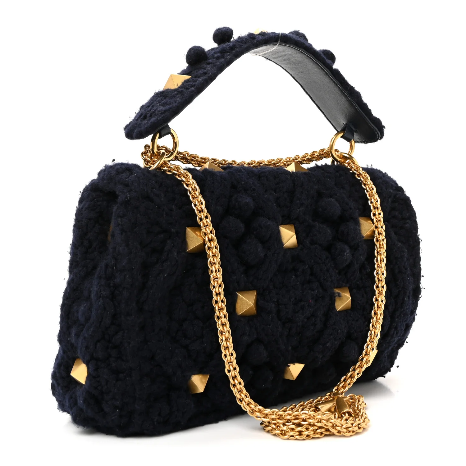 Cashmere Large Roman Stud Shoulder Bag Marine - Image 4
