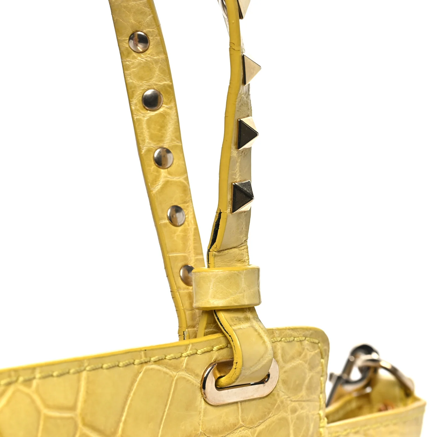 Crocodile Small Rockstud Tote Jonquill - Image 12
