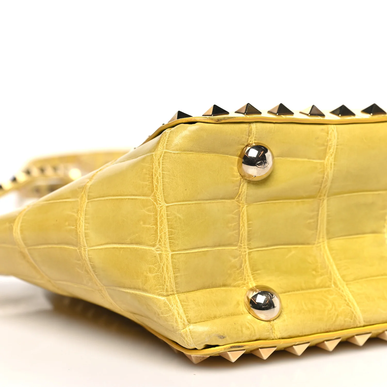 Crocodile Small Rockstud Tote Jonquill - Image 8