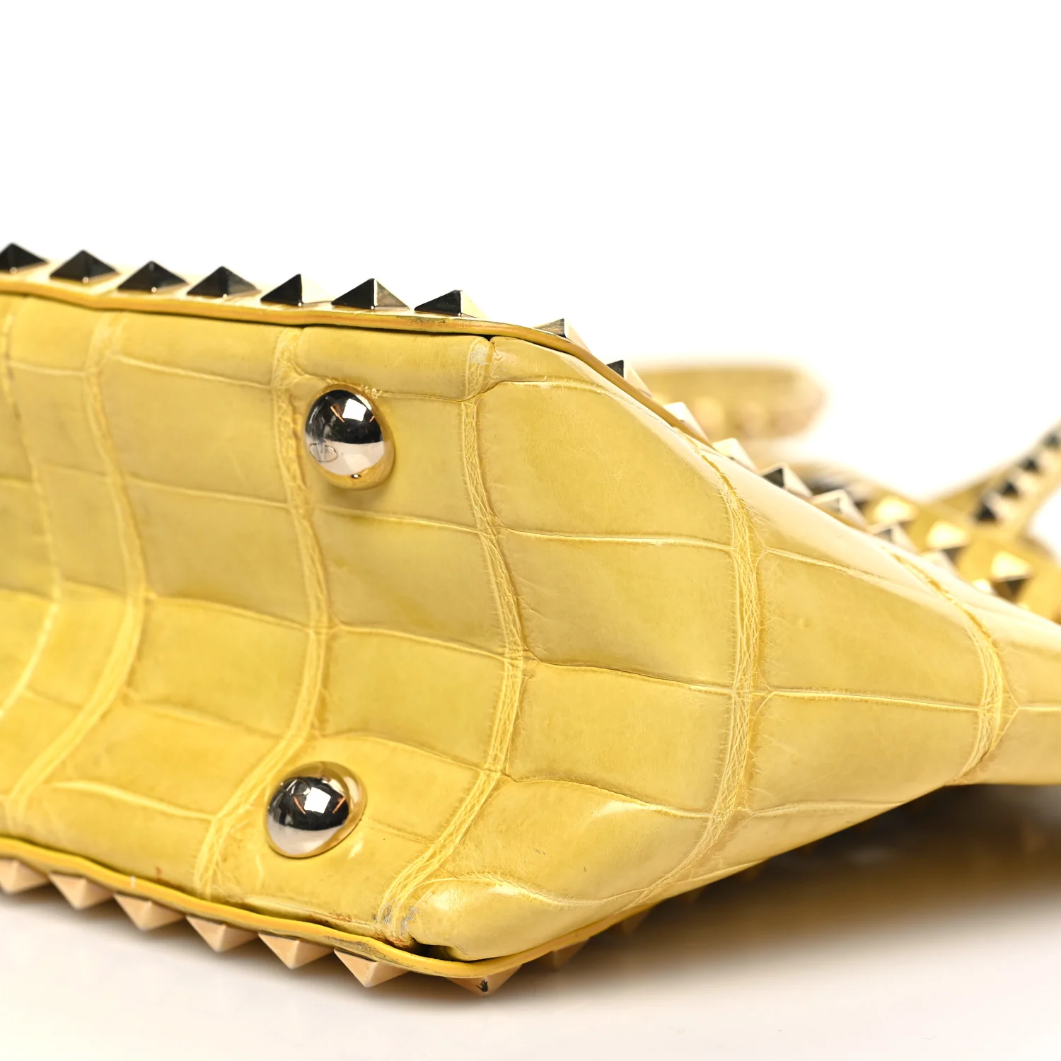 Crocodile Small Rockstud Tote Jonquill - Image 9