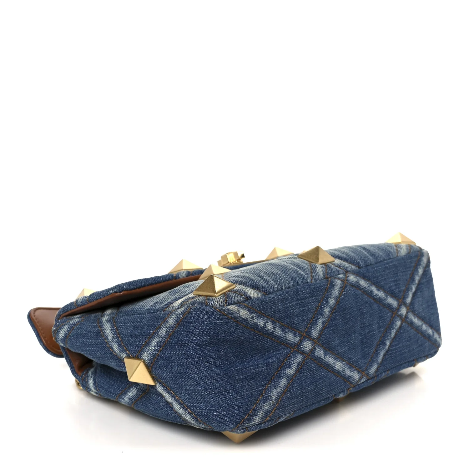 Denim Medium Roman Stud Shoulder Bag Light Denim Selleria - Image 4