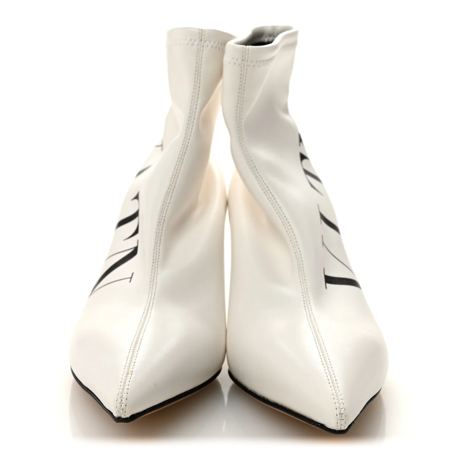 Eco Leather VLTN 70mm Sock Booties 36.5 White Black - Image 2