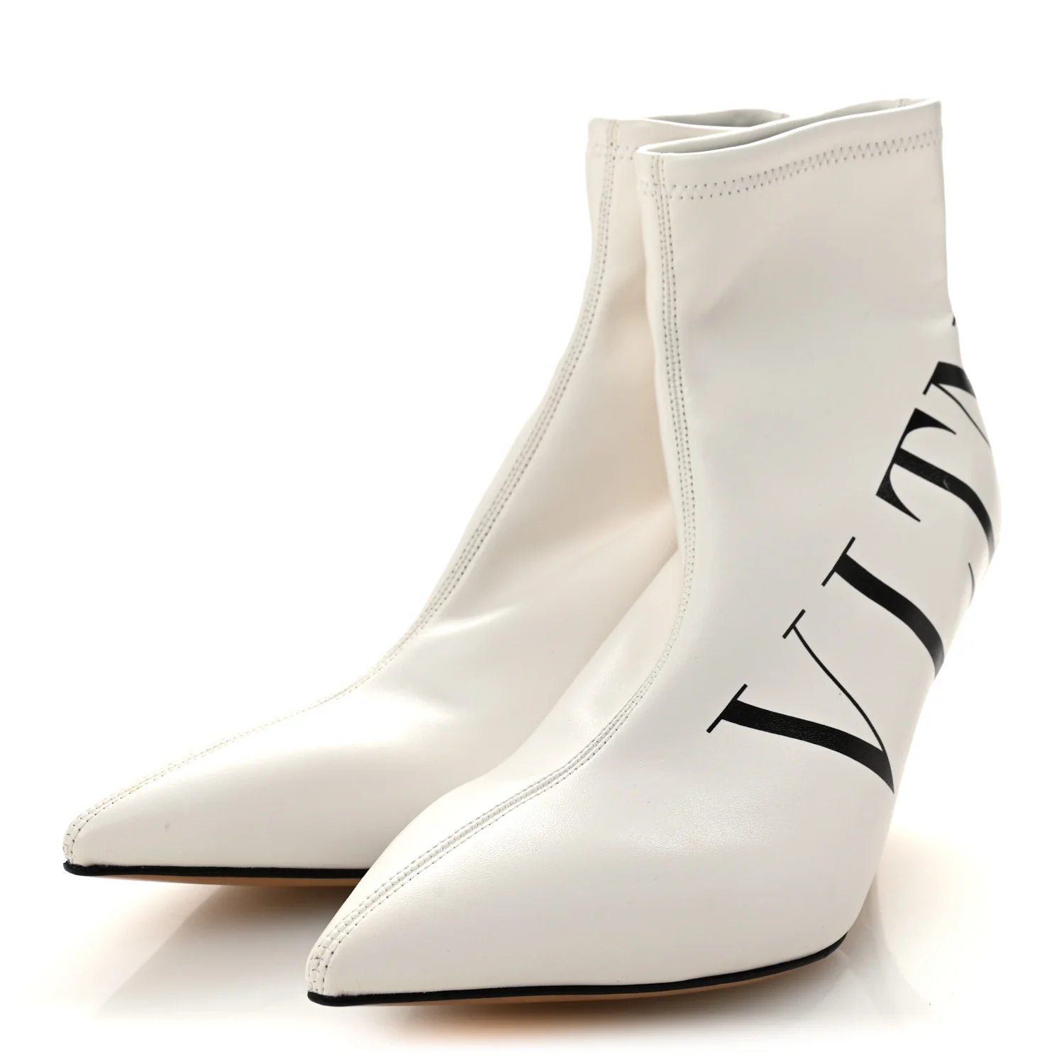 Eco Leather VLTN 70mm Sock Booties 36.5 White Black - Image 3