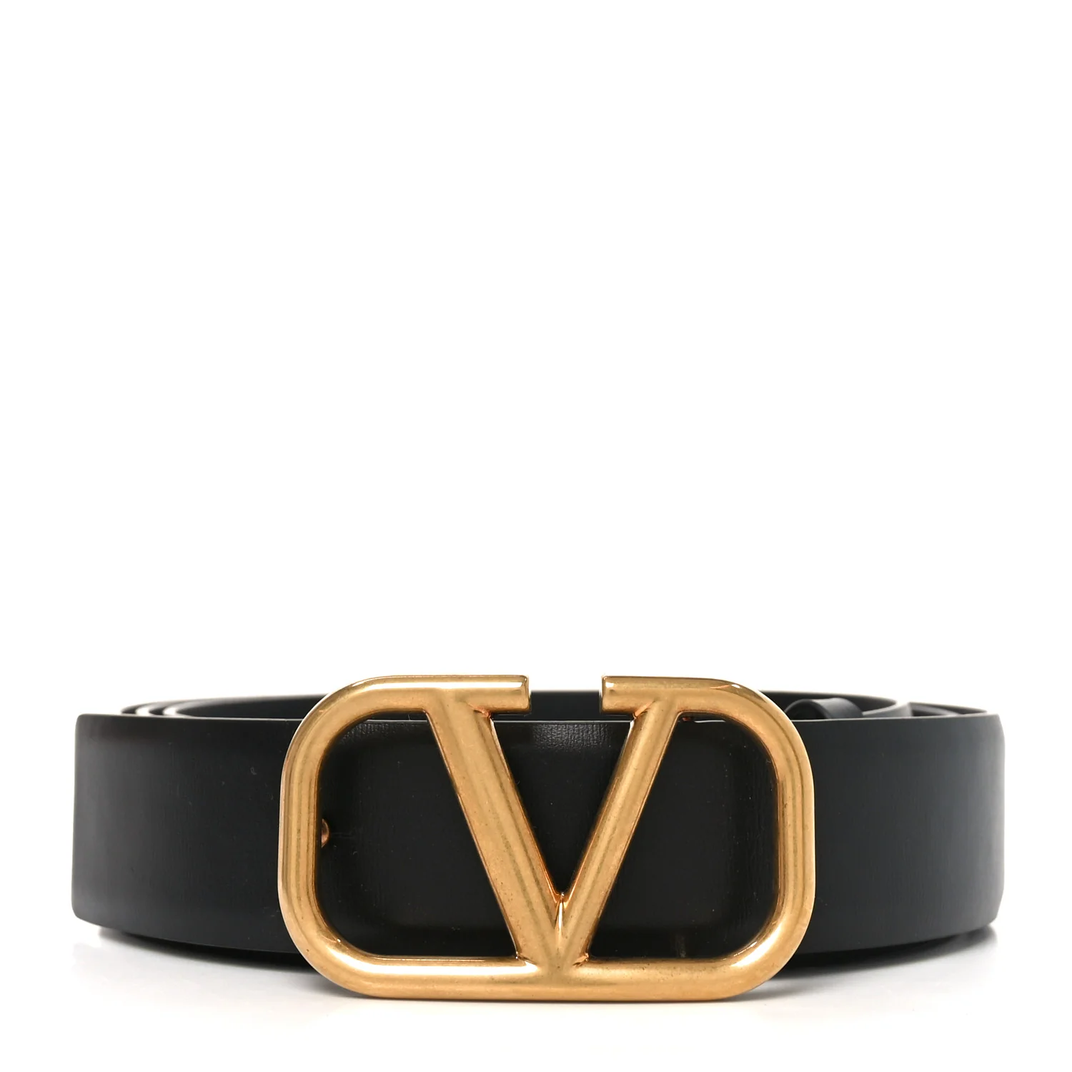 Glossy Calfskin VLogo 30mm Belt 105 42 Belt Black