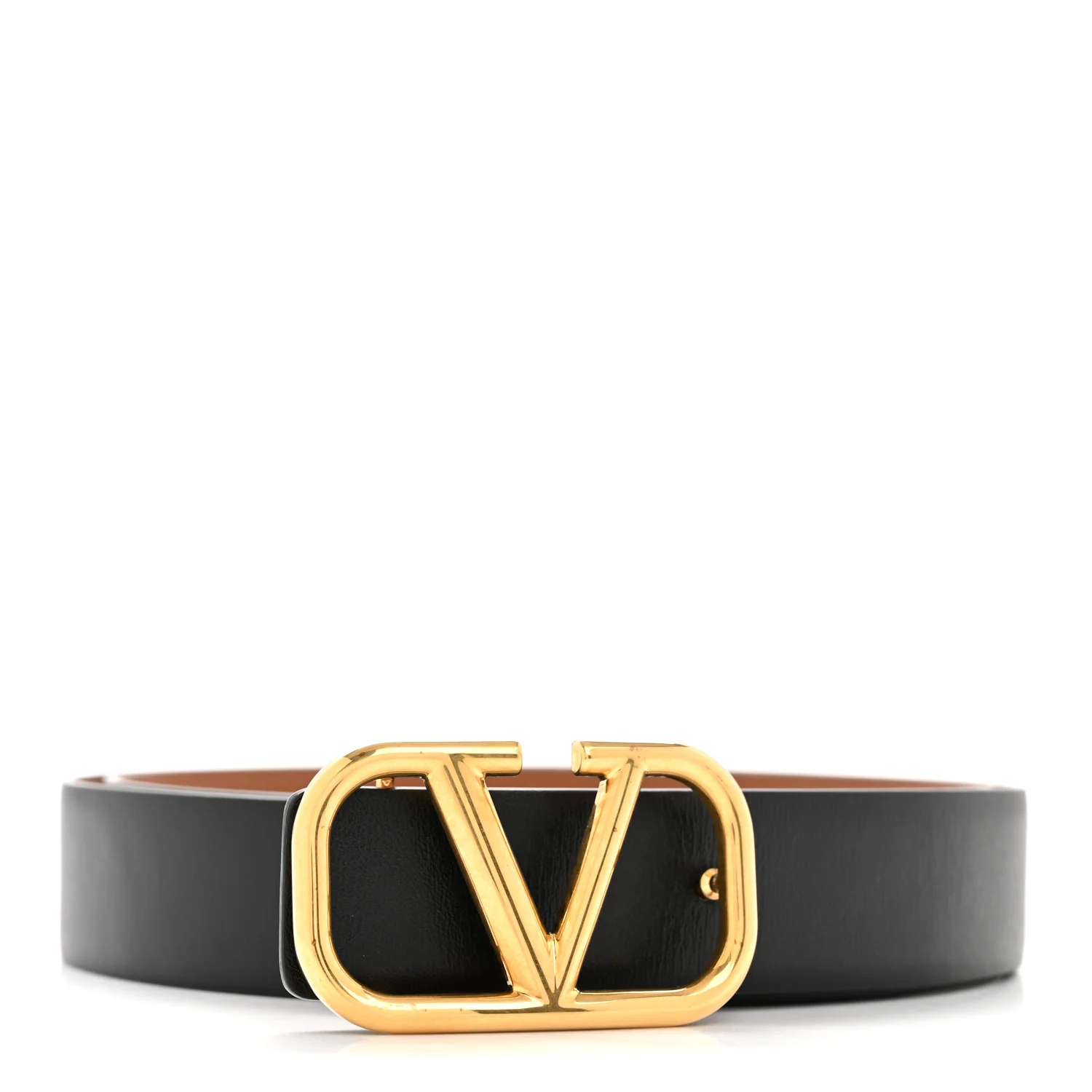 Glossy Calfskin VLogo Reversible 30mm Belt 85 34 Saddle Brown Black - Image 3