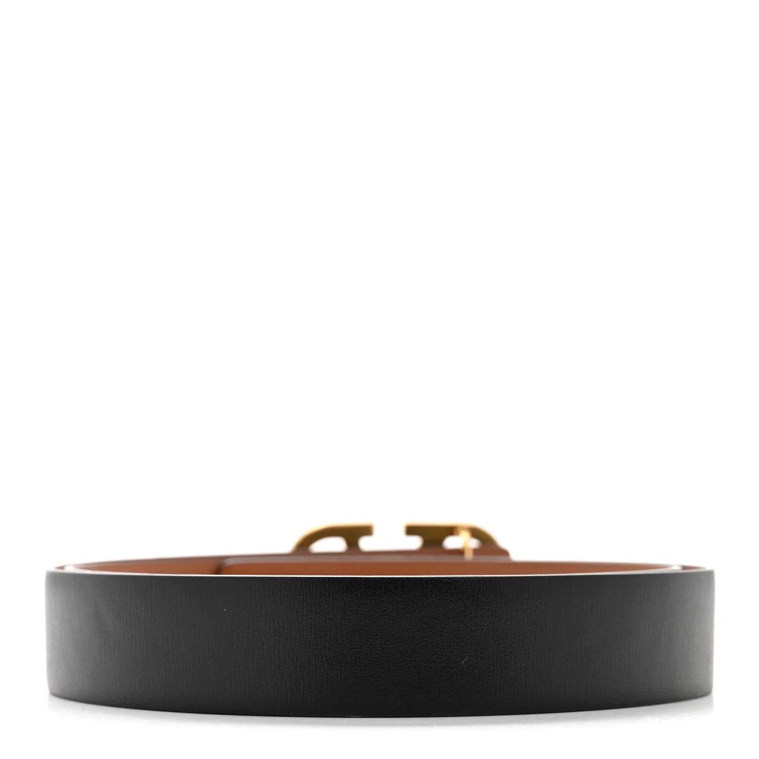 Glossy Calfskin VLogo Reversible 30mm Belt 85 34 Saddle Brown Black - Image 4