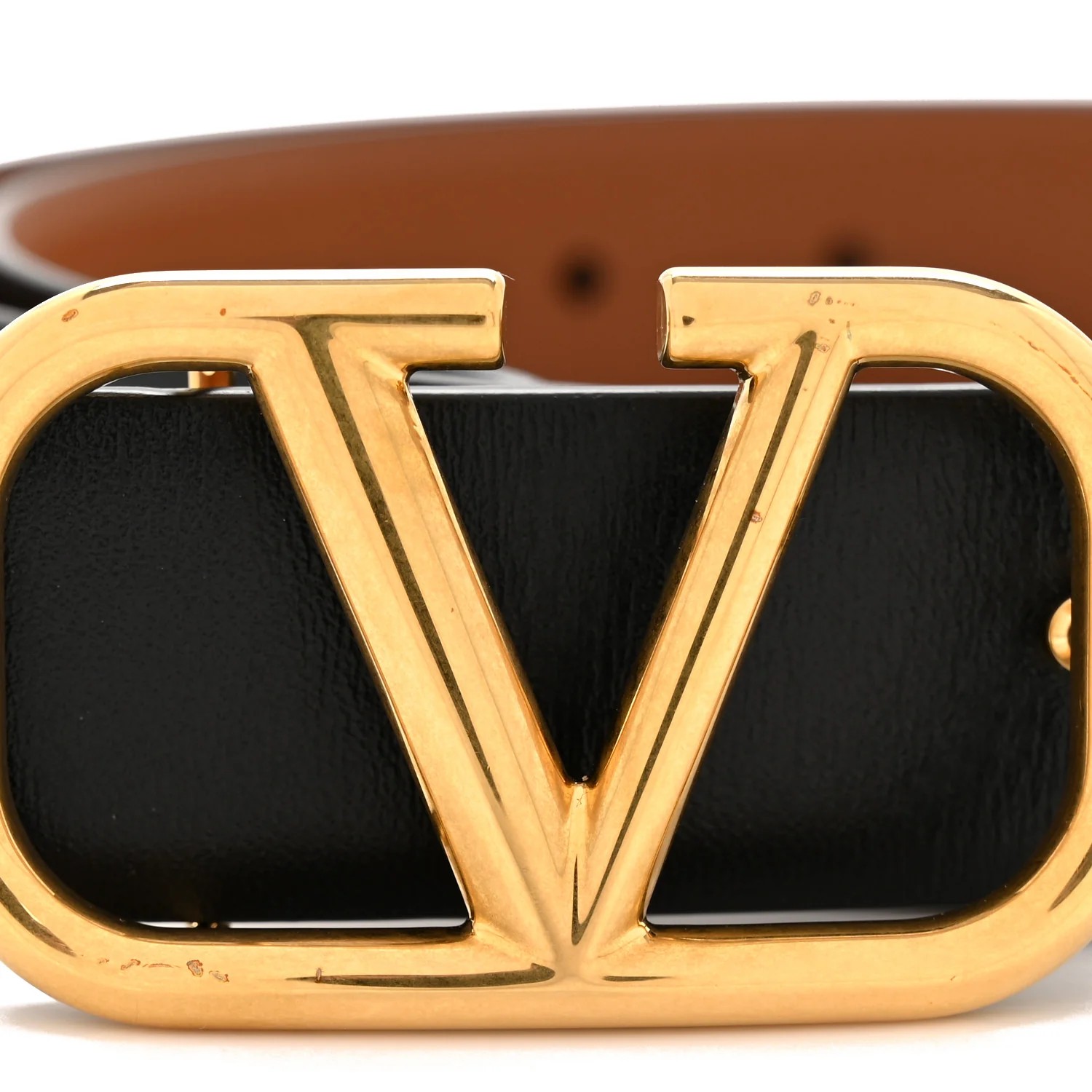 Glossy Calfskin VLogo Reversible 30mm Belt 85 34 Saddle Brown Black - Image 9