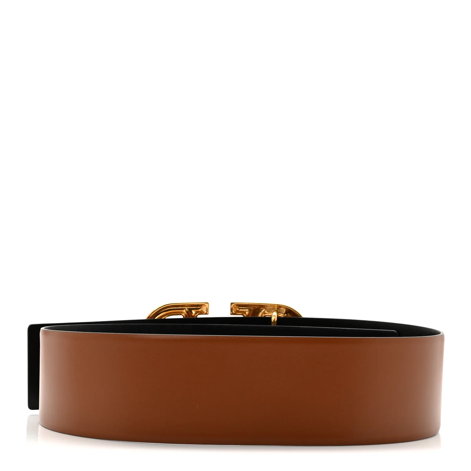 Glossy Calfskin VLogo Reversible 70mm Belt 80 32 Saddle Brown Black - Image 4