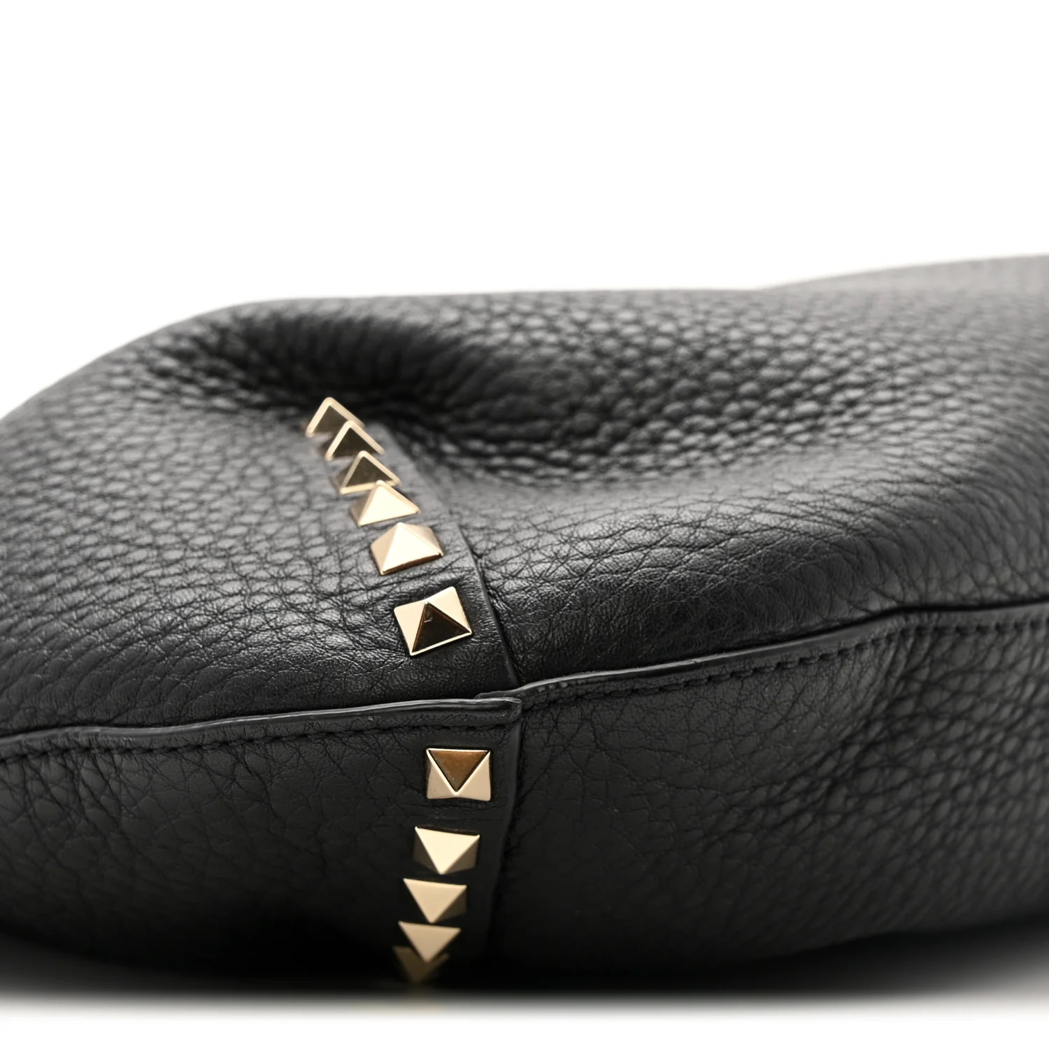 Grained Calfskin Large Rockstud Hobo Black - Image 8