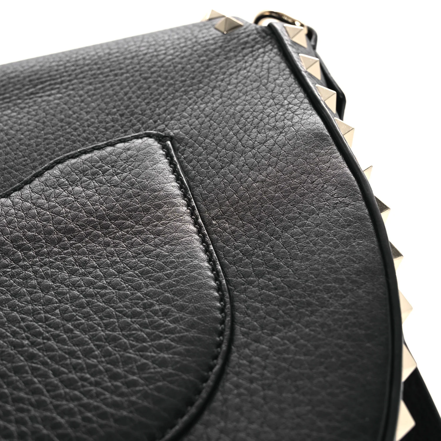 Grained Calfskin Rockstud Saddle Bag Black - Image 10