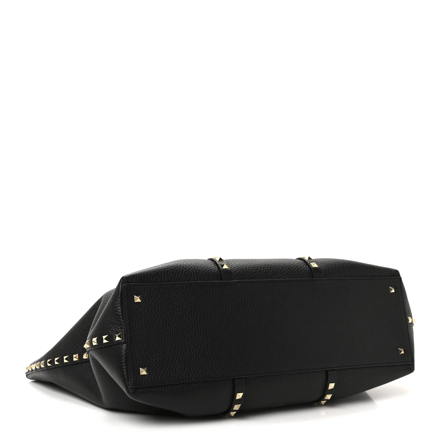 Grained Calfskin Rockstud Shopping Bag Black - Image 4