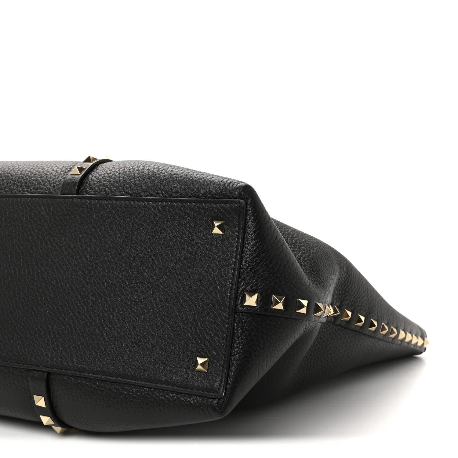 Grained Calfskin Rockstud Shopping Bag Black - Image 9