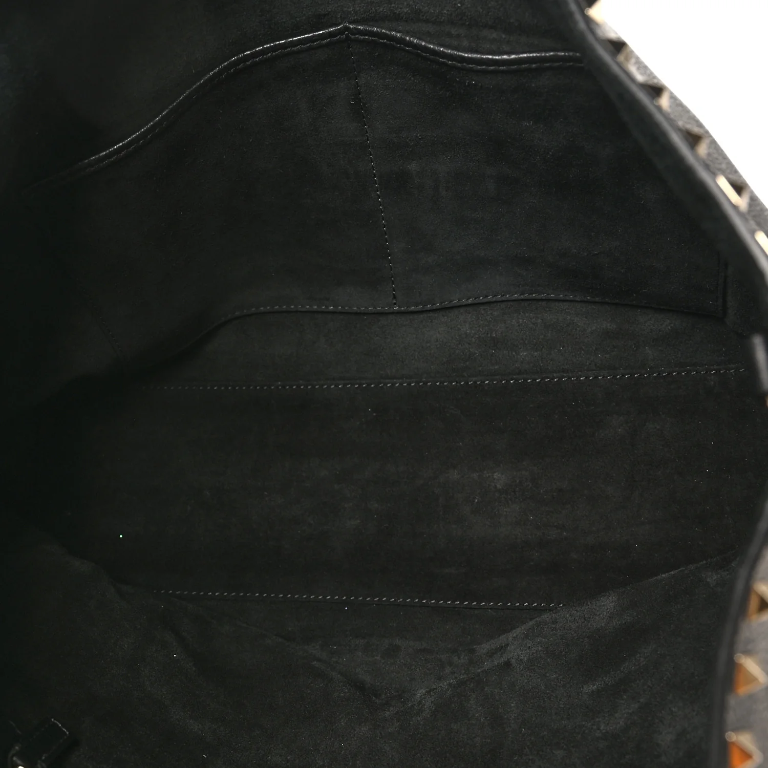 Grained Calfskin Rockstud Shoulder Tote Black - Image 5