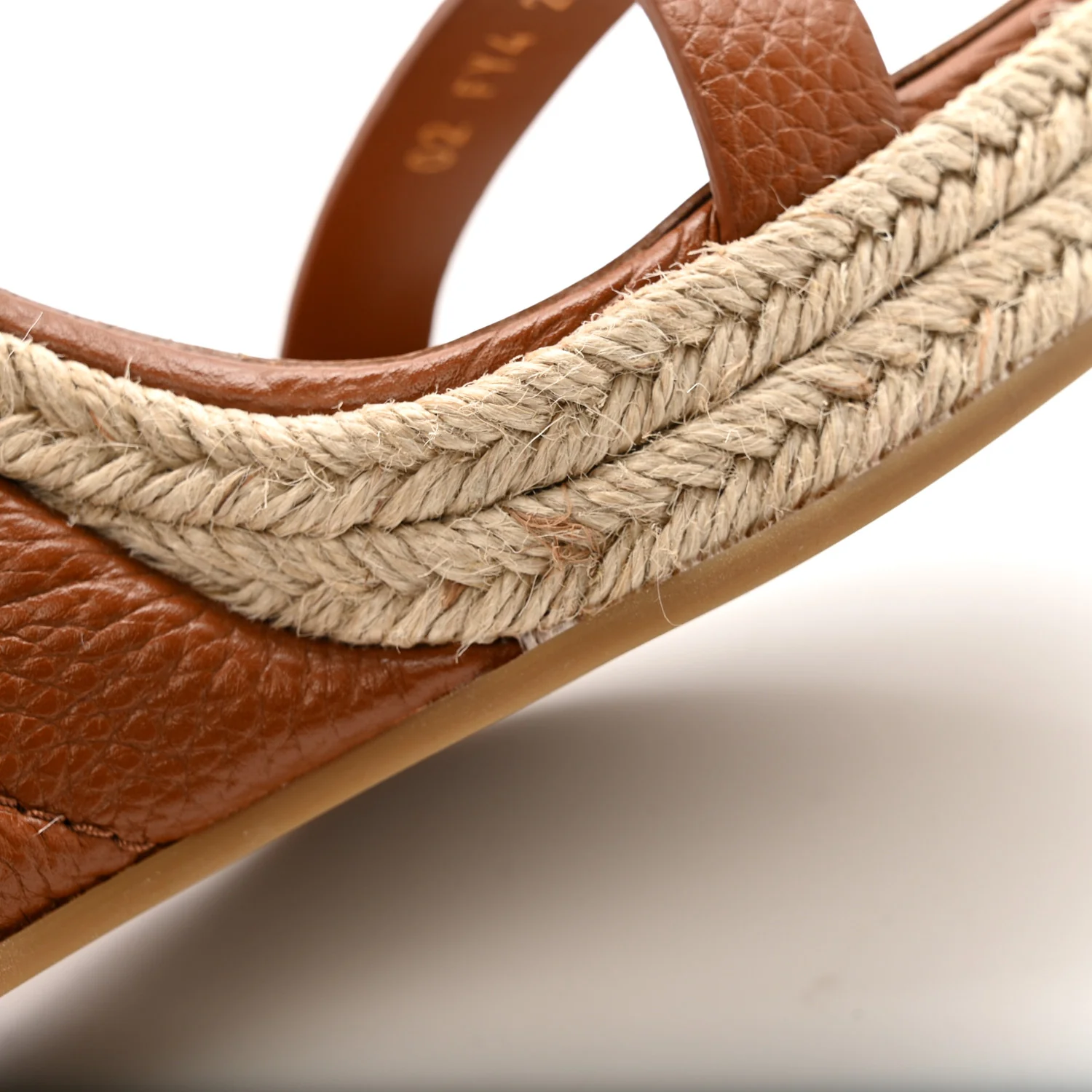 Grained Calfskin Roman Stud Espadrille Wedge Ankle Wrap Sandals 35.5 Selleria - Image 11