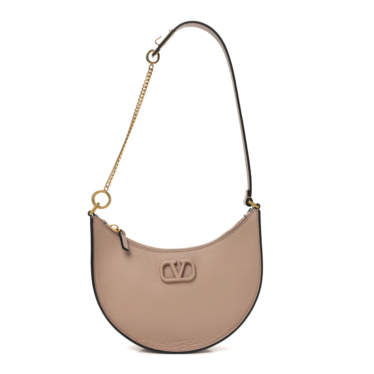 Grainy Calfskin Mini Vlogo Hobo Bag Rose Cannelle