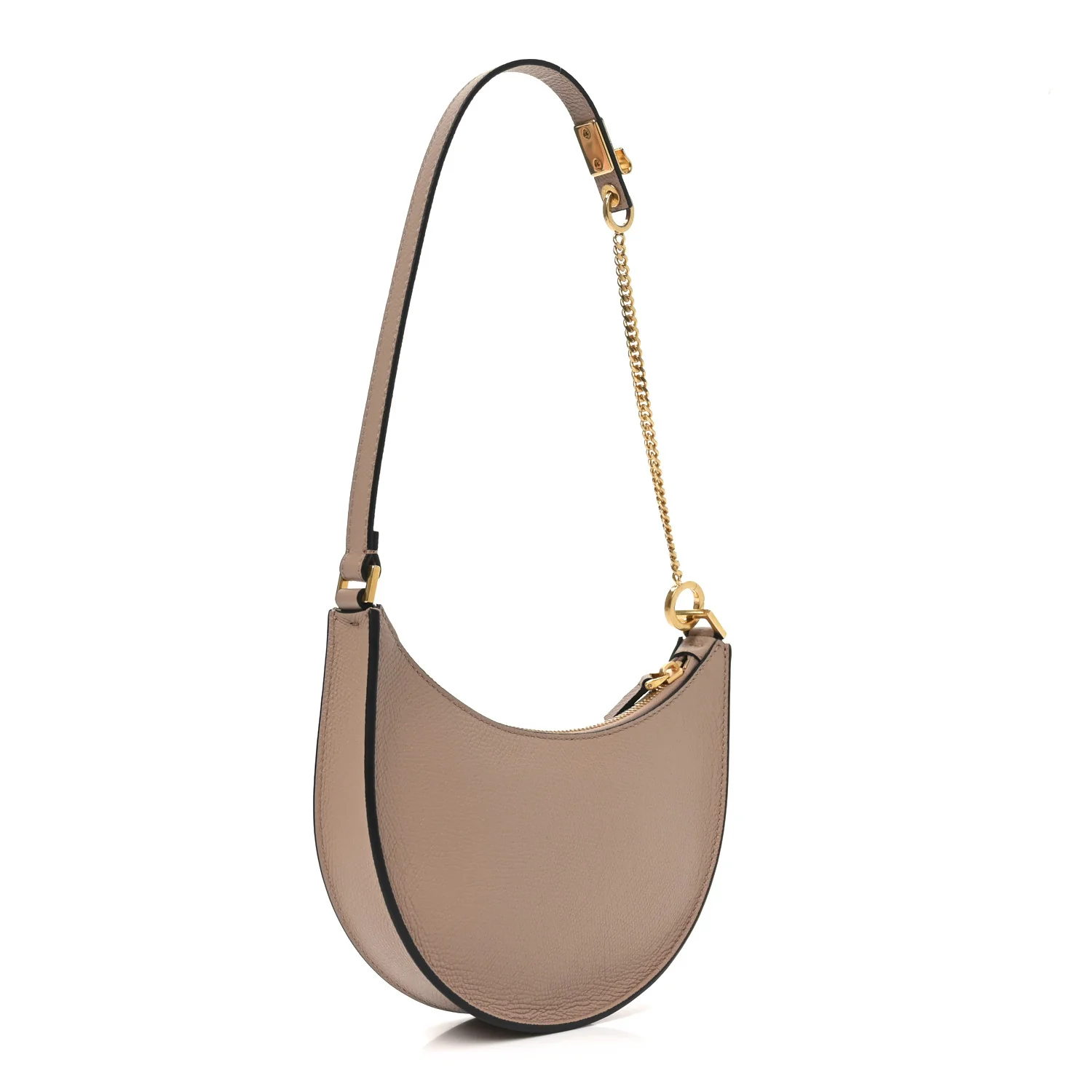 Grainy Calfskin Mini Vlogo Hobo Bag Rose Cannelle - Image 3
