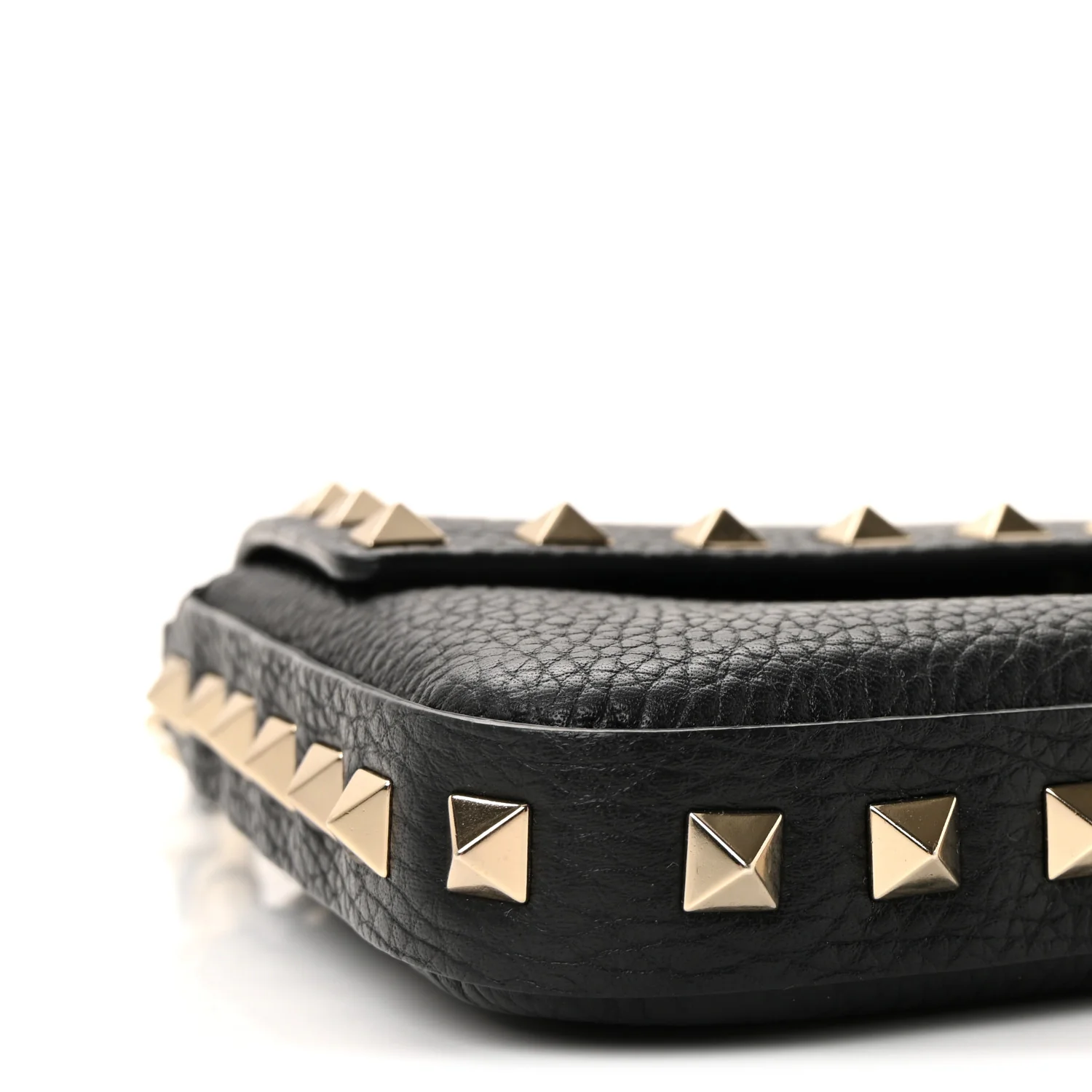 Grainy Calfskin Rockstud Crossbody Pouch Black - Image 8
