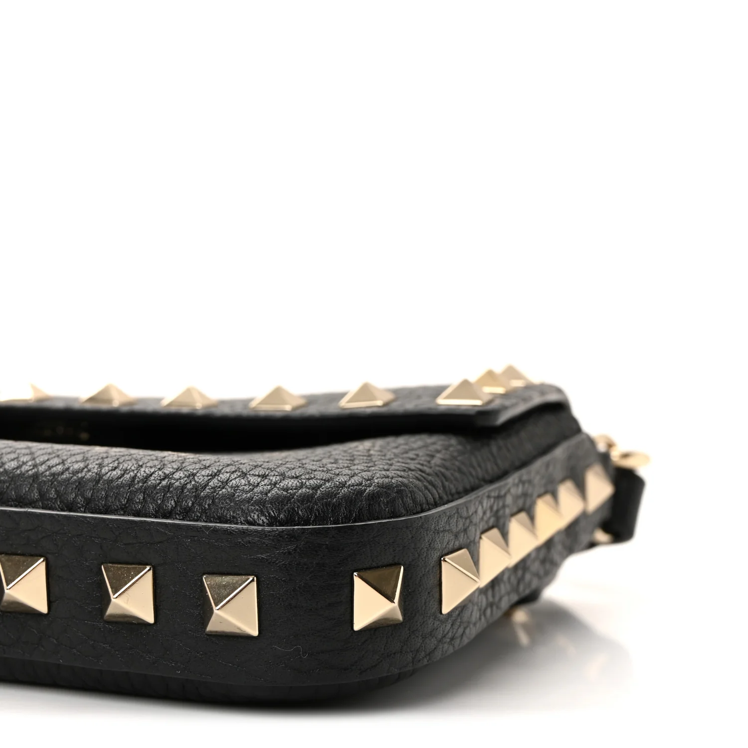 Grainy Calfskin Rockstud Crossbody Pouch Black - Image 9
