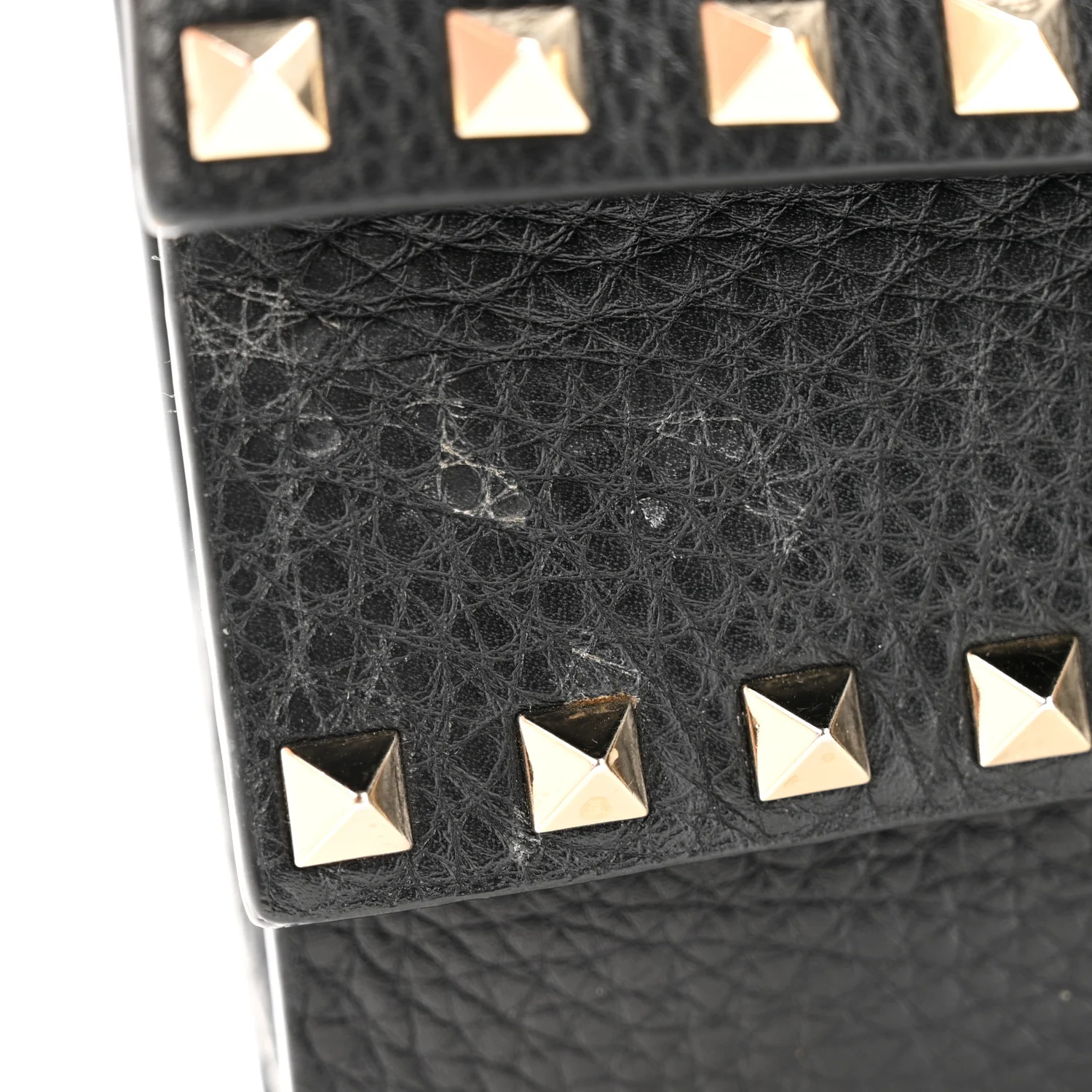 Grainy Calfskin Rockstud Double Flap Crossbody Bag Black - Image 11