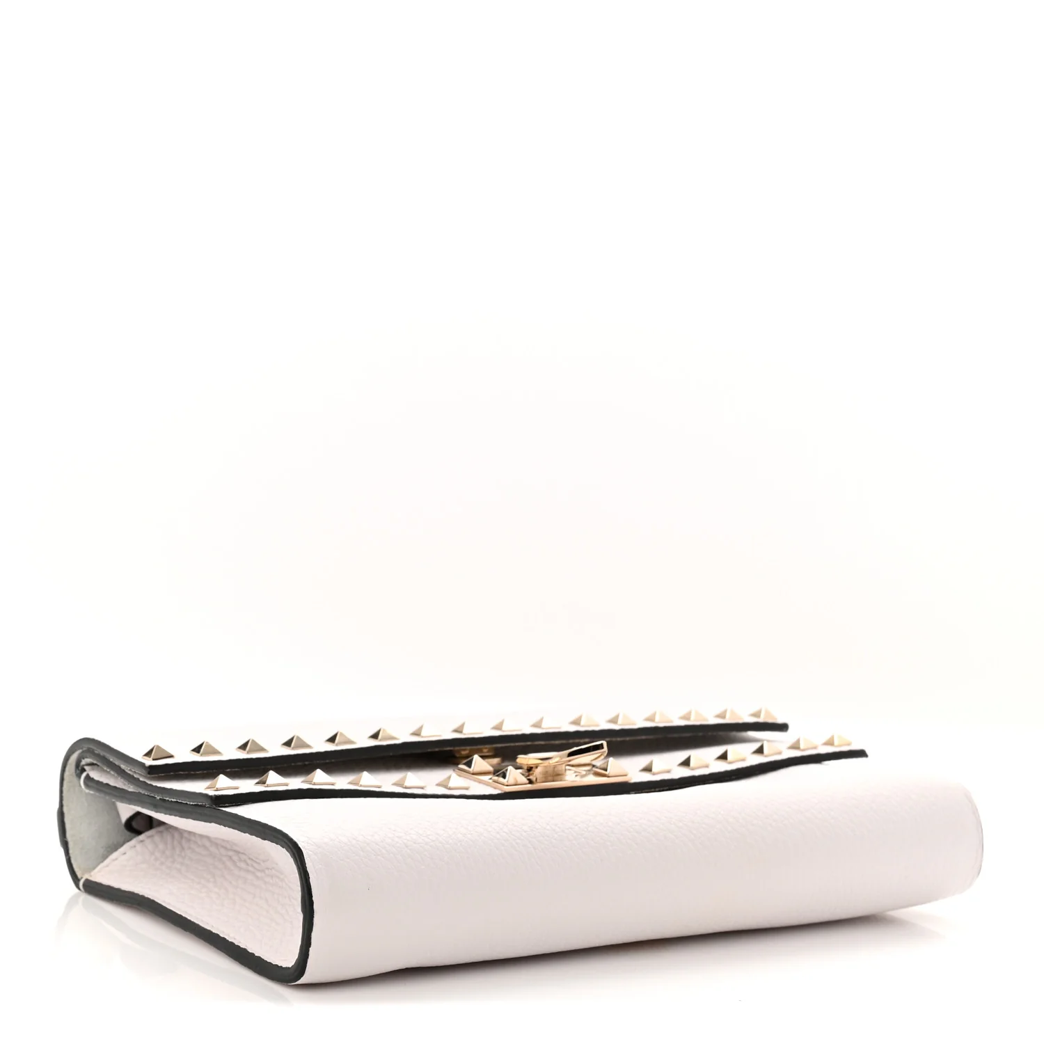 Grainy Calfskin Rockstud Double Flap Crossbody Bag Ivory - Image 4