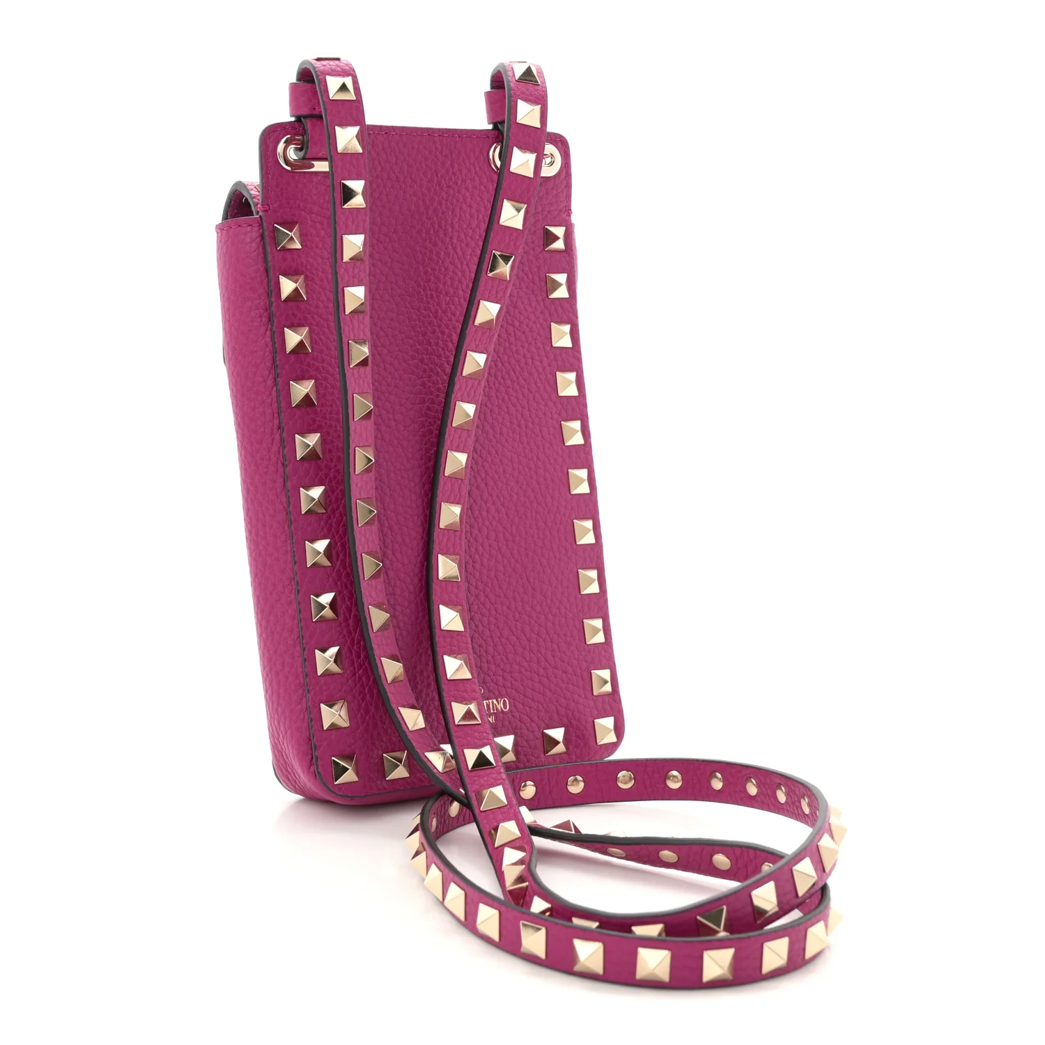 Grainy Calfskin Rockstud Phone Holder Rose Violet - Image 3