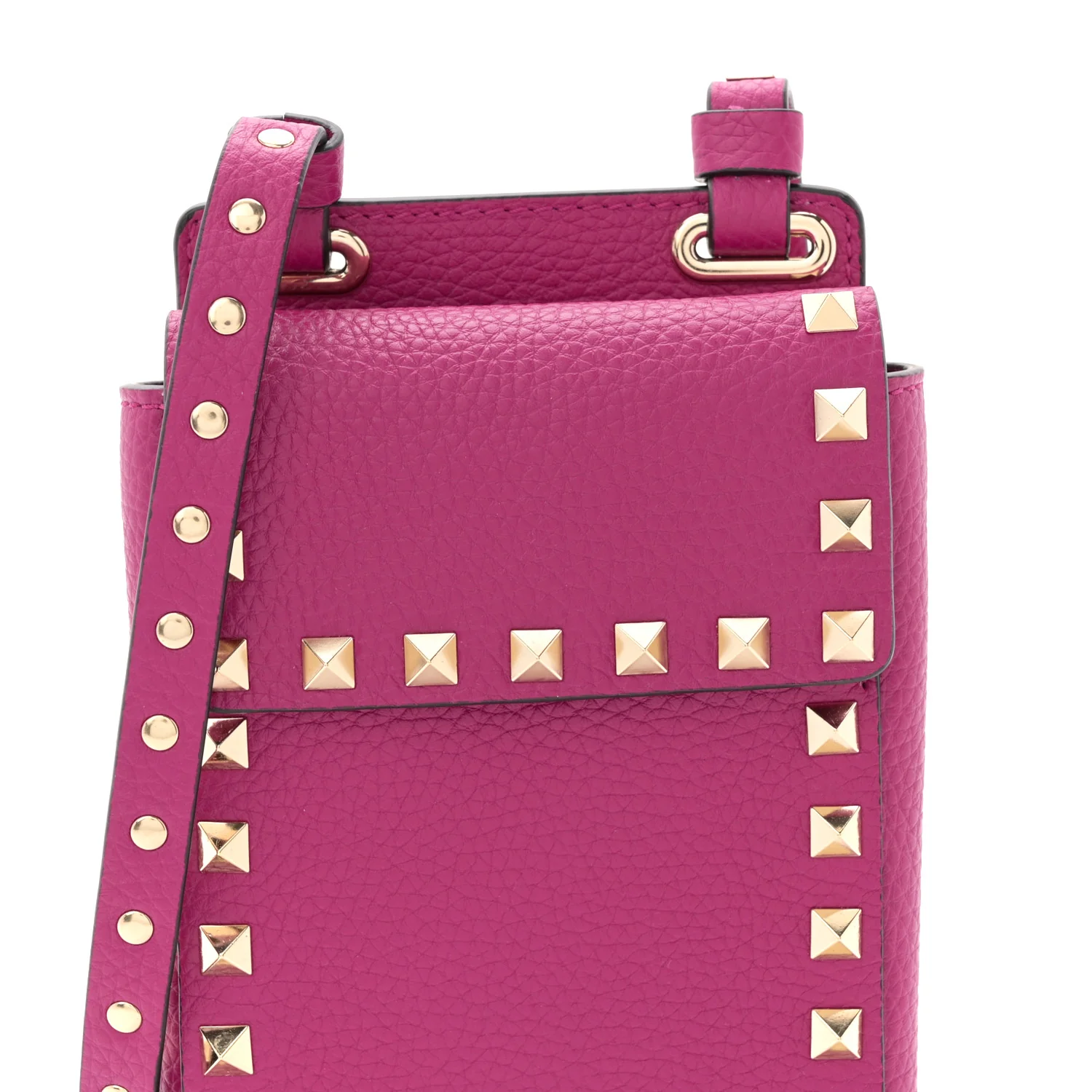 Grainy Calfskin Rockstud Phone Holder Rose Violet - Image 7