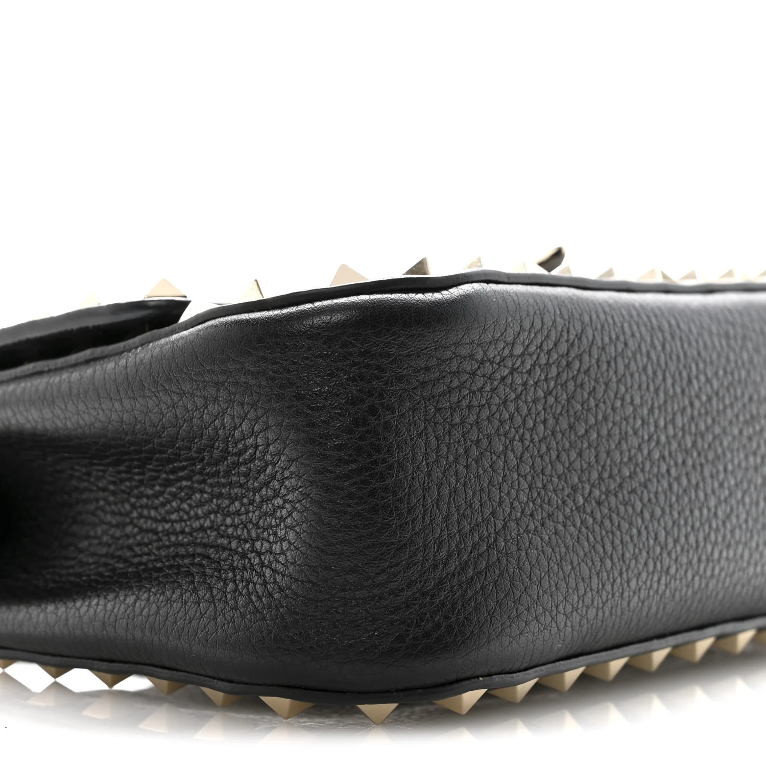 Grainy Calfskin Small Rockstud Top Handle Bag Black - Image 8