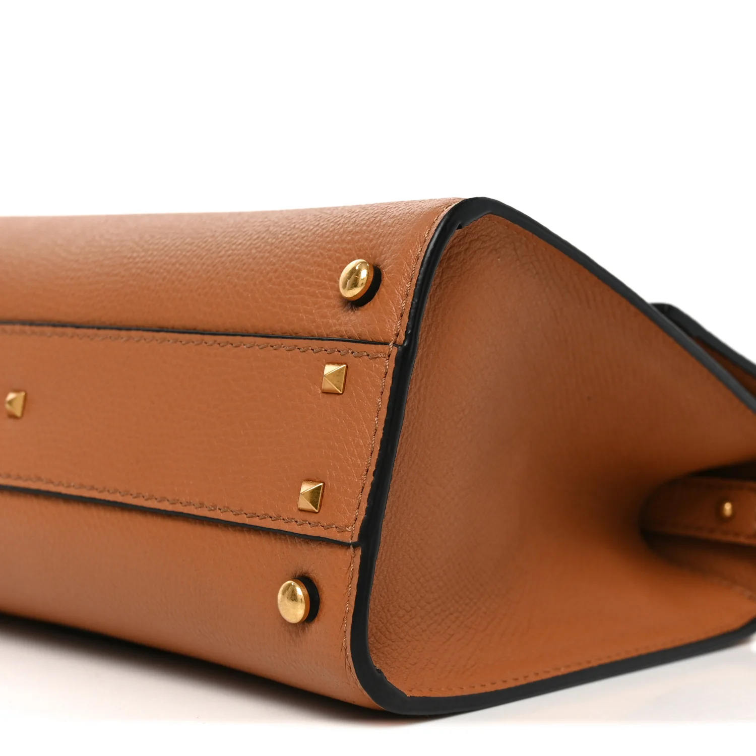 Grainy Calfskin Small VSling Top Handle Bag Almond Beige - Image 9
