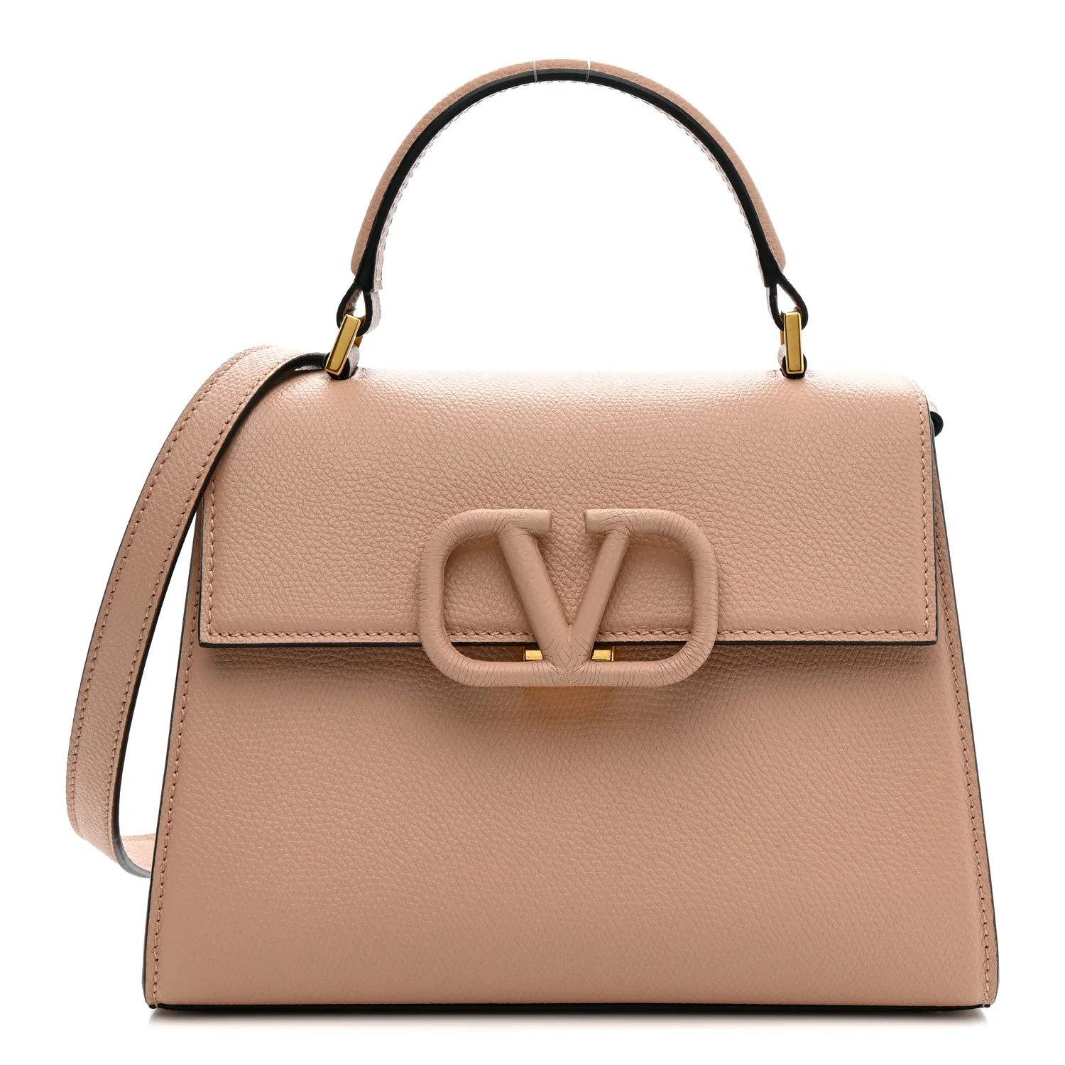 Grainy Calfskin Small VSling Top Handle Bag Poudre