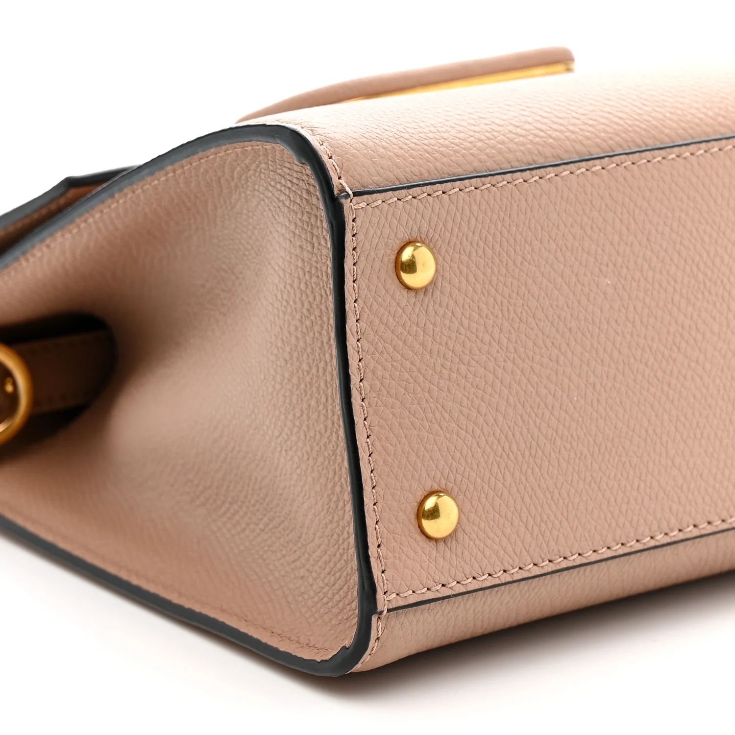 Grainy Calfskin Small VSling Top Handle Bag Poudre - Image 8