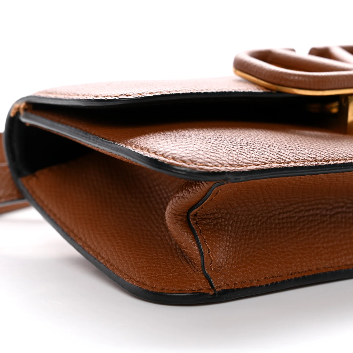 Grainy Calfskin VSling Belt Bag Saddle Brown - Image 8