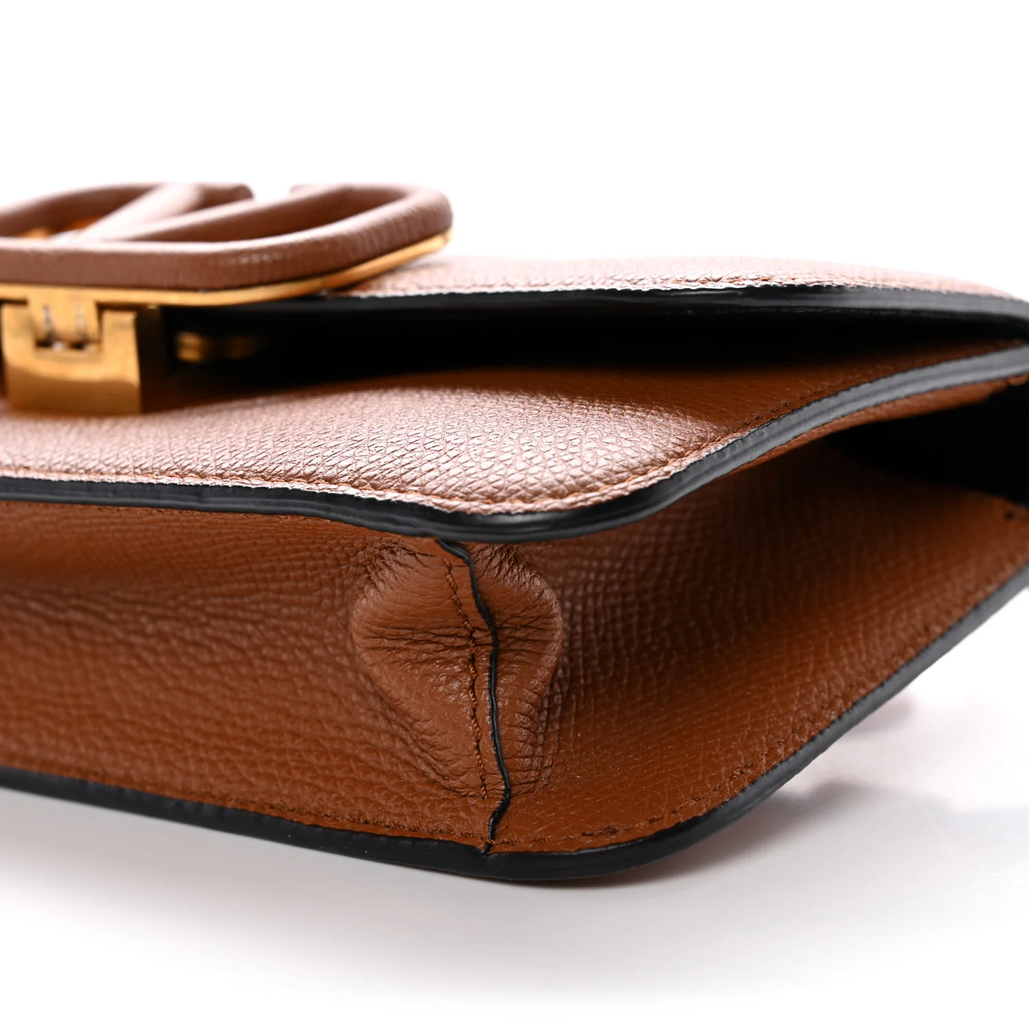 Grainy Calfskin VSling Belt Bag Saddle Brown - Image 9