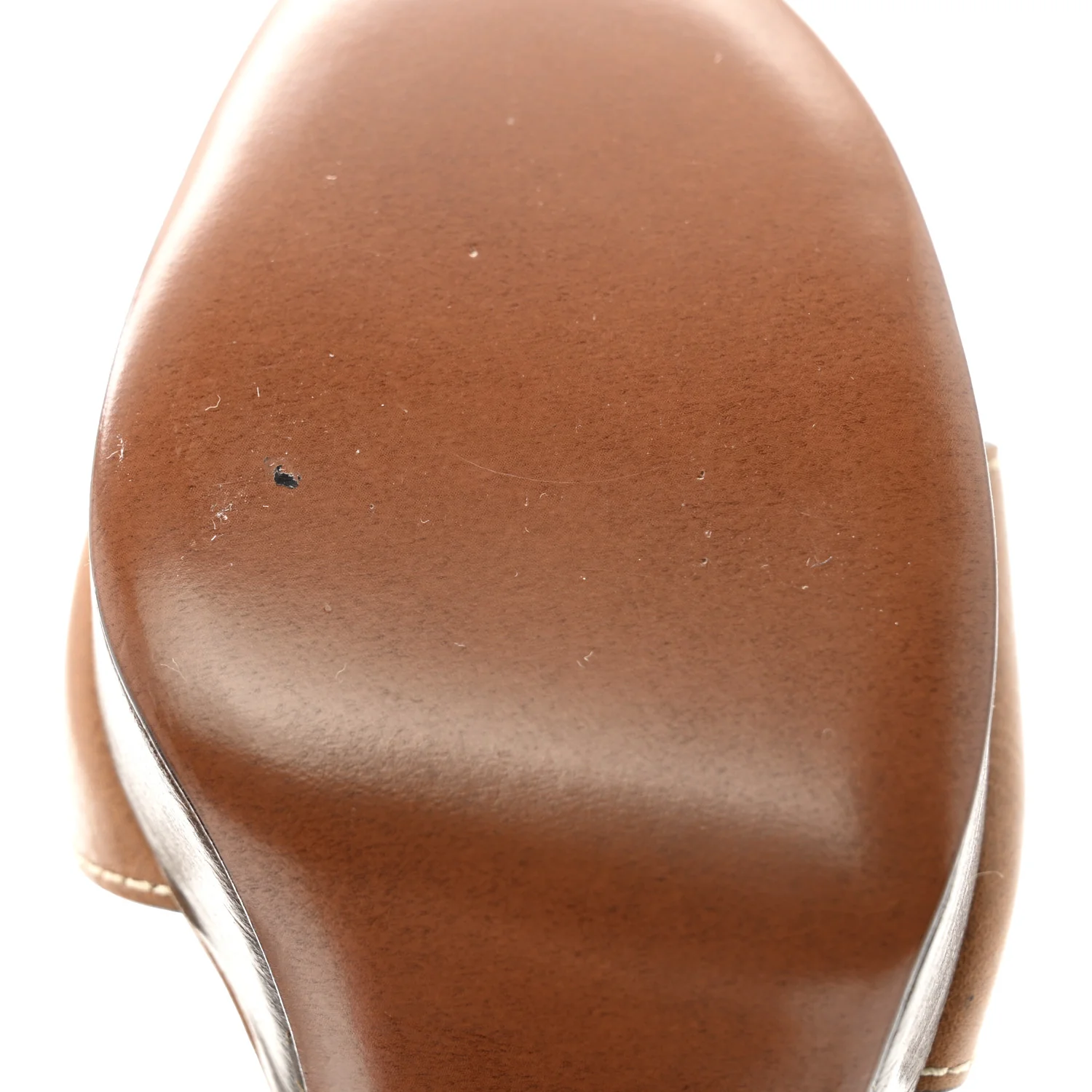 Grainy Cowhide VLogo Platform Sandals 38 Cuoio - Image 10
